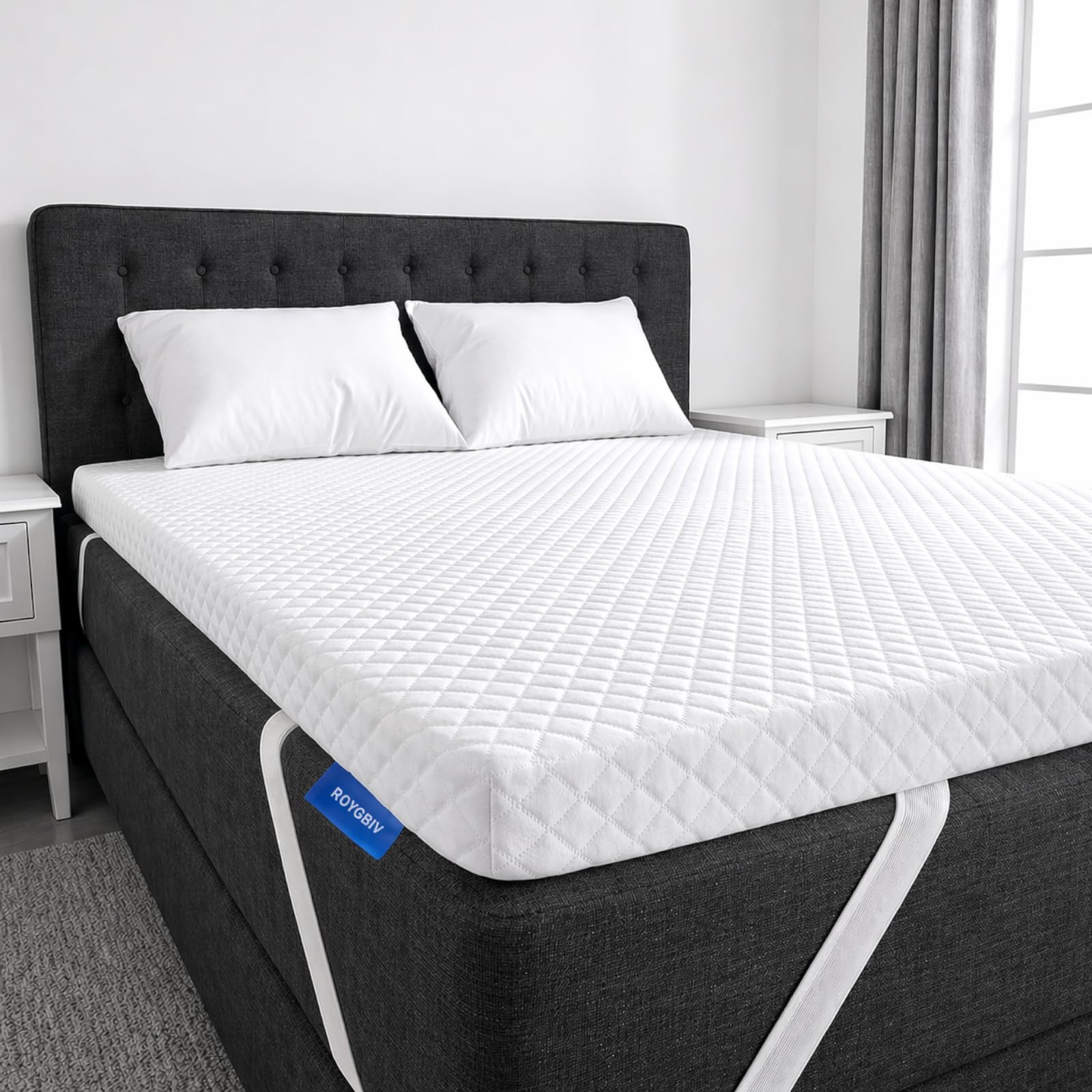 ROYGBIV Topper Colchón 140x190cm 7cm Viscoelástico con Gel - Dureza H2/H3 Ergonómico Transpirable Antibacteriano Antiácaros Hipoalergénico Funda Lavable - Certificado Oeko-Tex