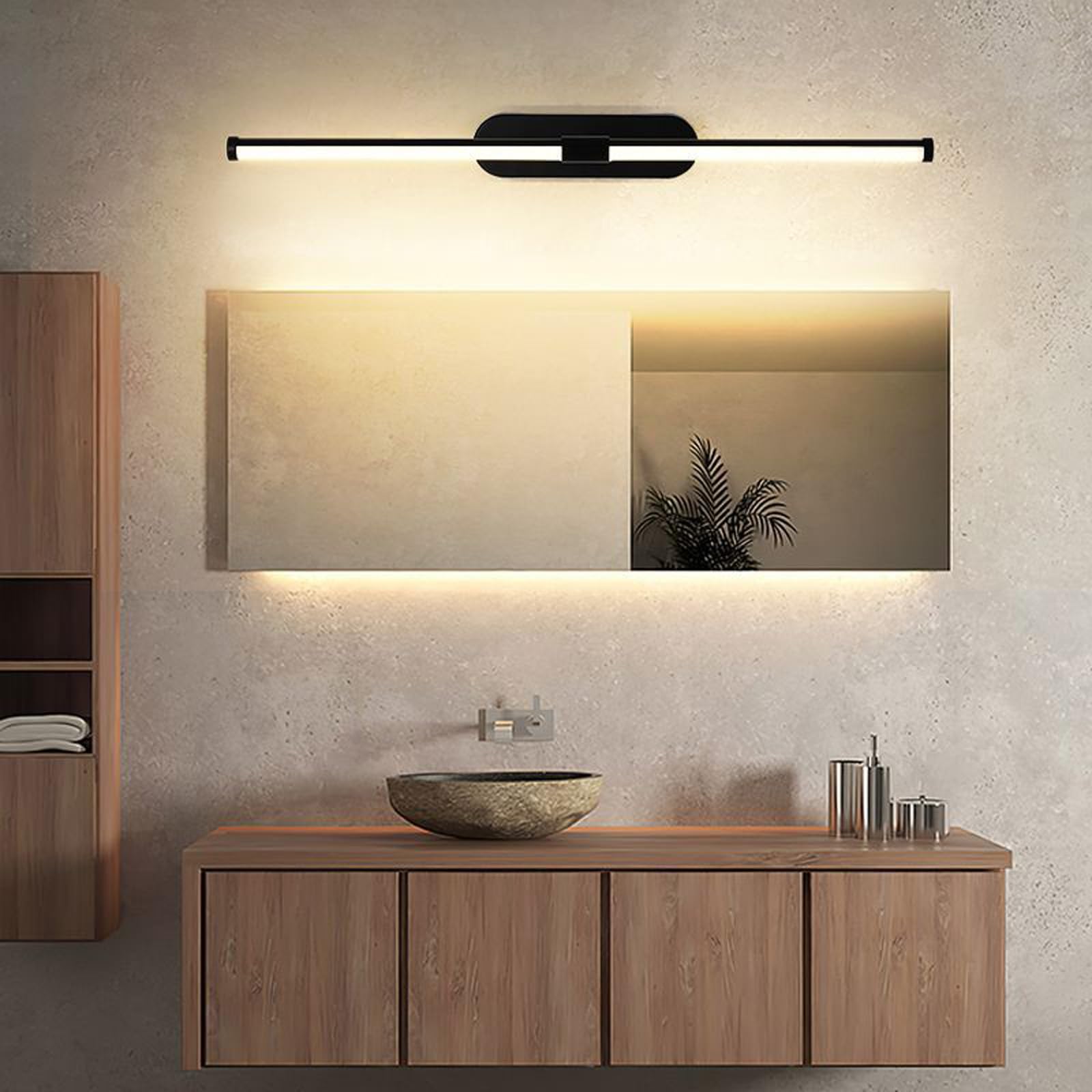 LED Spiegellampe Bad Wandlampe Wasserdicht Wandleuchte Modern Indoor Badleuchte Wandbeleuchtung Spiegelleuchte Wandleuchten Lange Aluminium für Schlafzimmer Badschrank (Schwarze-Warmes Licht,70cm)