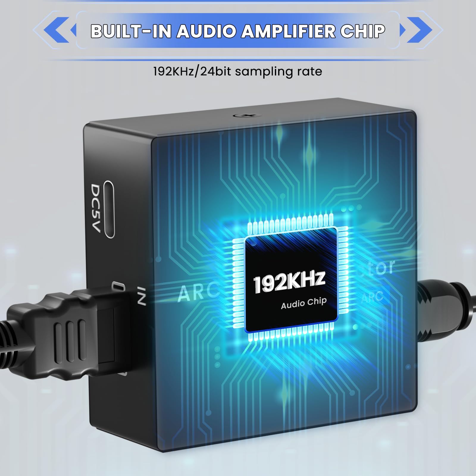 HDMI ARC Audio Extractor,192kHz Adattatore HDMI ARC Dotato di Cavi Ottici e 3,5 mm,L'estrattore Audio è Adatto per Impianti Stereo e Amplificatori