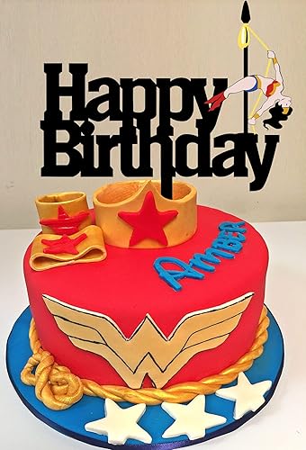 Miniatura 4 de Pole Dancer - Decoración de pastel de feliz cumpleaños, silueta de mujer maravilla, decoración de pastel de feliz cumpleaños para niños, niñas,