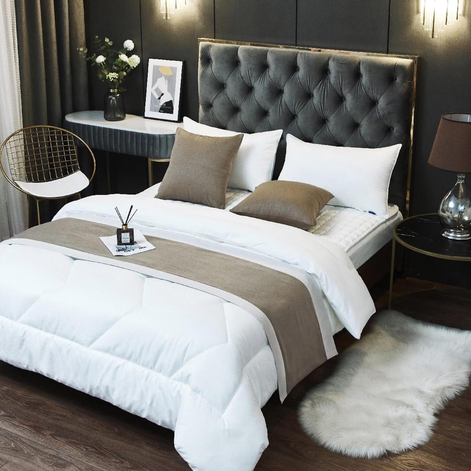 TTiiLoe Hotel Bed Runner Double-sided Bed Cover, Cotton Linen Bed Scarves Bedspreads Throw Decor Protection, Linen-Khaki, 50 * 160cm for 1m Bed