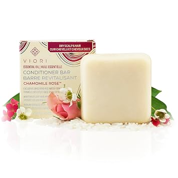 Viori Chamomile Rose Essential Oil Conditioner Bar Made with Rice Water - Handcrafted All Natural Organic Conditioner