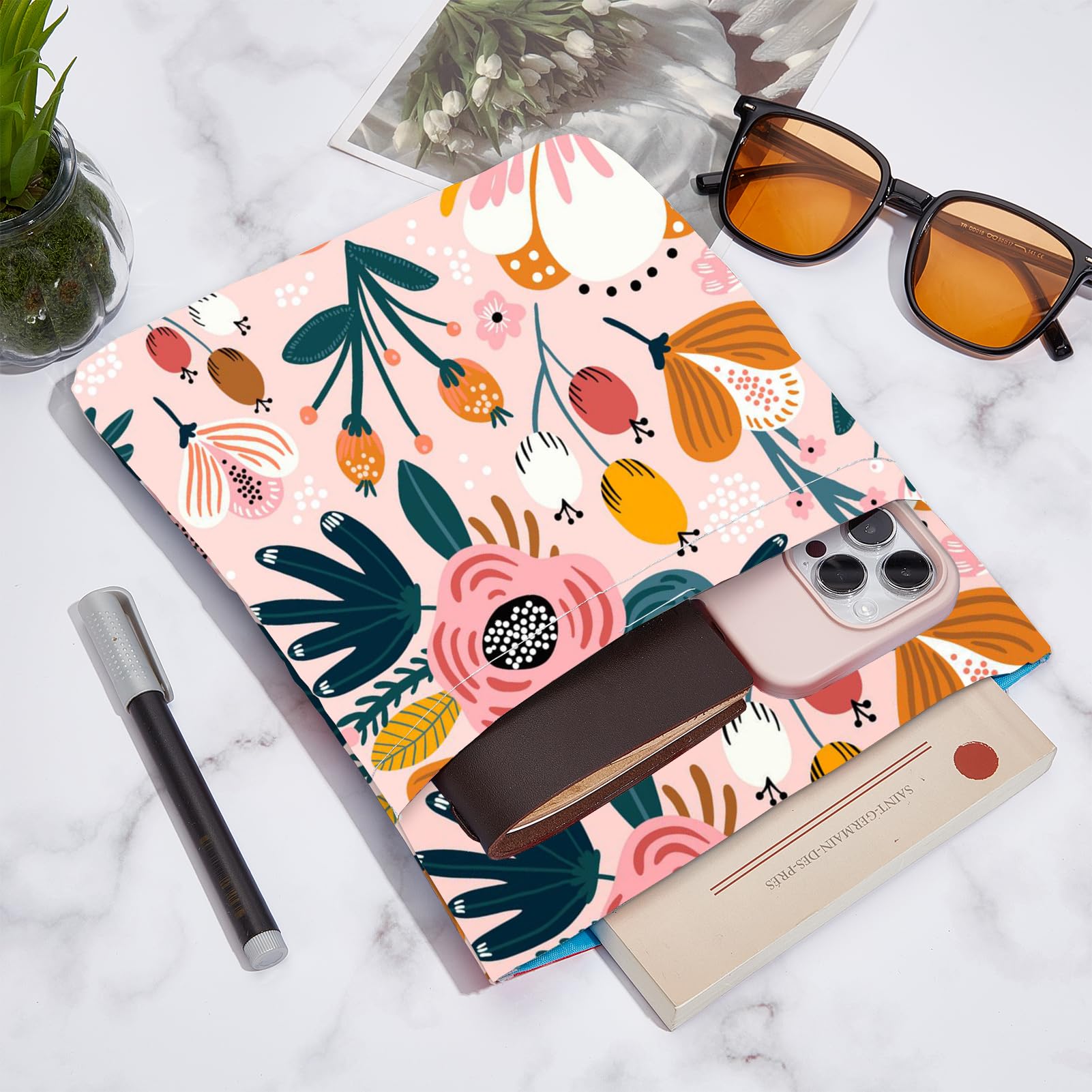 NICENEEDED Funda Para Libro Diseño De Mariposa Y Girasol, Bolsa Impermeable Para Libros De Bolsillo Frontal