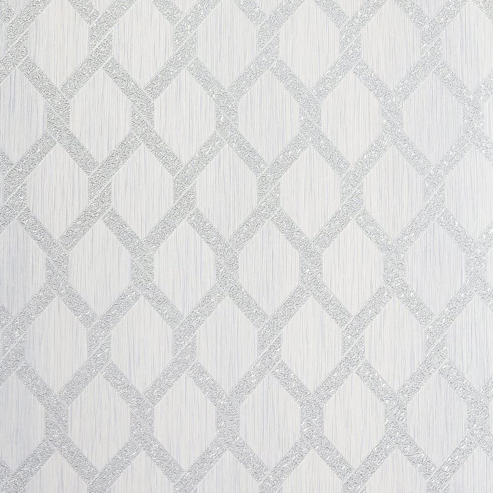 Arthouse Silver Radiance Trellis Wallpaper 298504 - Vinyl Texture Geometric