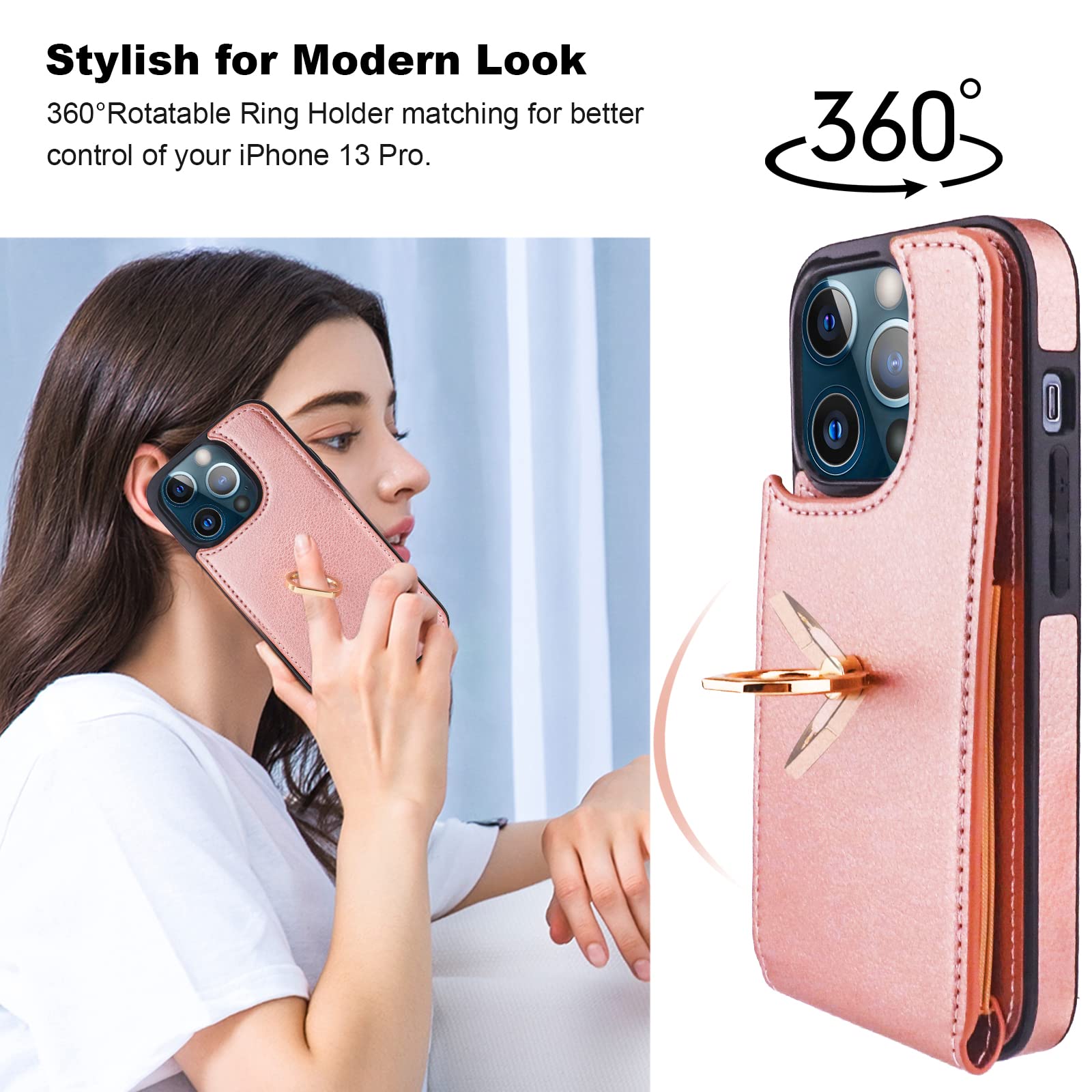 Folosu Compatible With Iphone 13 Case Wallet With Card Holder, 360 - View #7