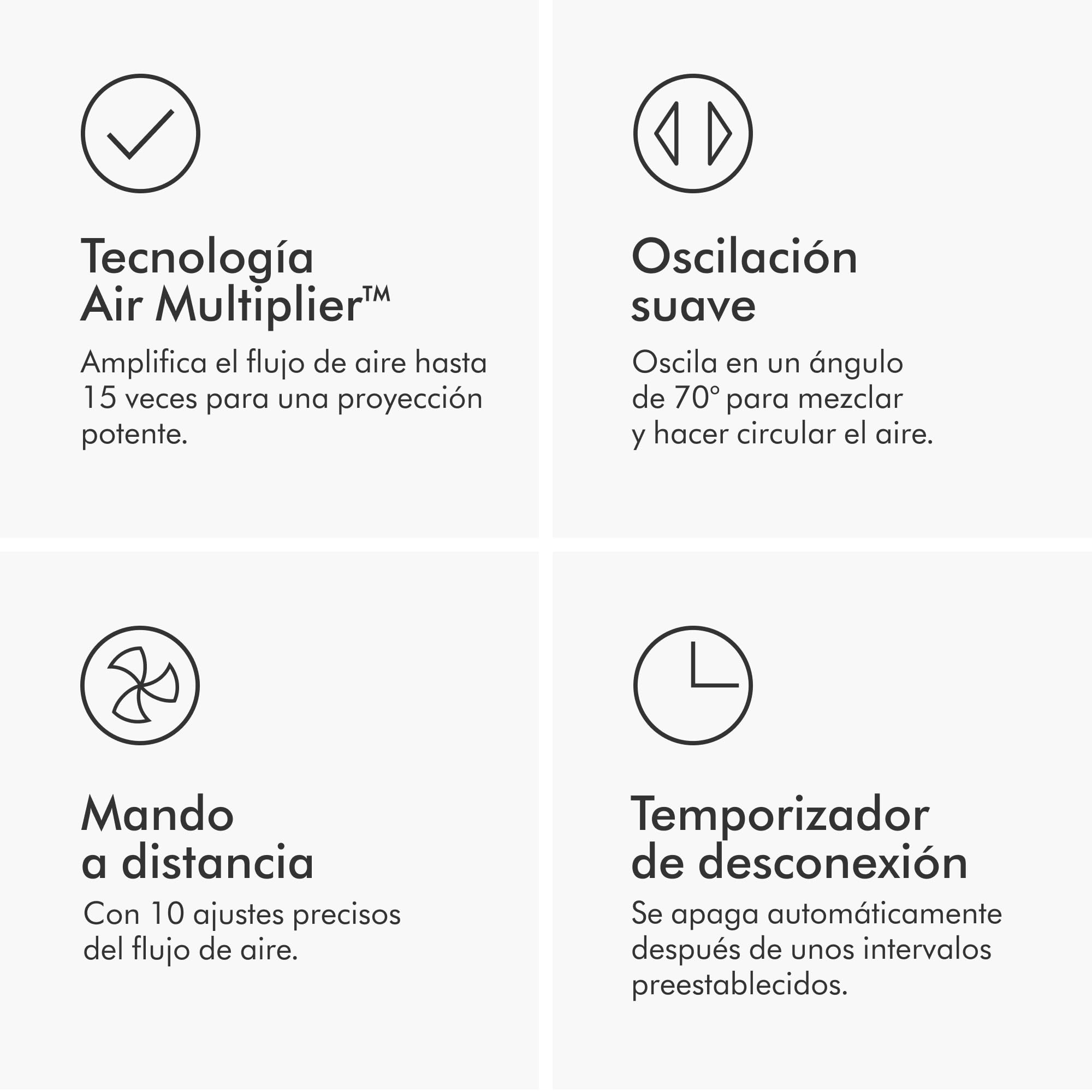 Dyson Cool™ AM07 Ventilador de Torre Sin Aspas – Refrigeración Potente con Air Multiplier™ para Espacios Grandes, Funcionamiento Silencioso, 10 Velocidades, Oscilación de 70°, Control Remoto