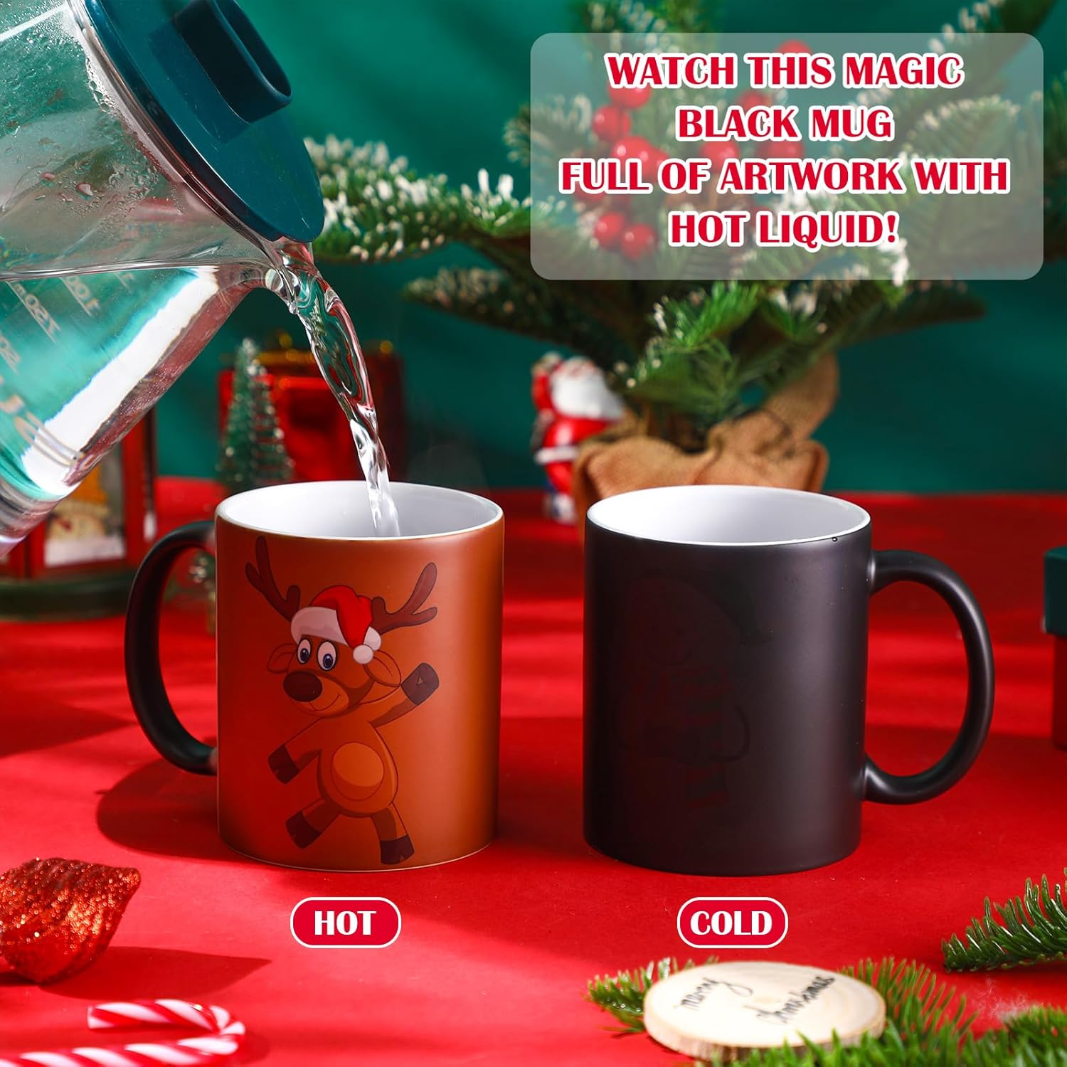 9 Pcs Christmas Coffee Mug Color Changing Mug Magic Heat Changing Mug 12oz Sublimation Mug Snowman Santa Claus Ceramic Mug Heat Sensitive Coffee Mug for Winter Holiday Funny Novelty Xmas Gift