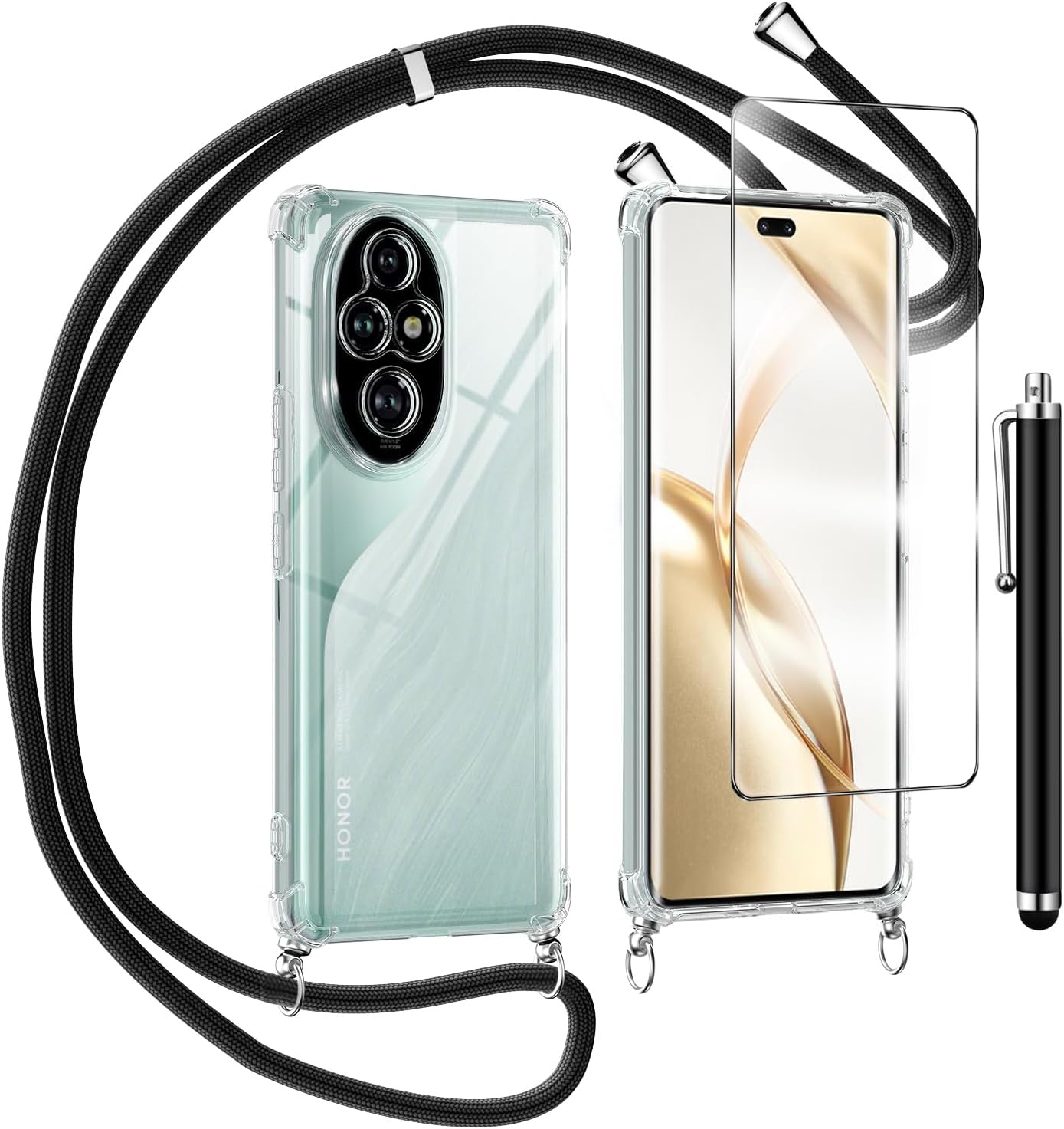 TTSWJBD Puzdro na mobil s popruhom Honor 200 Pro 5G