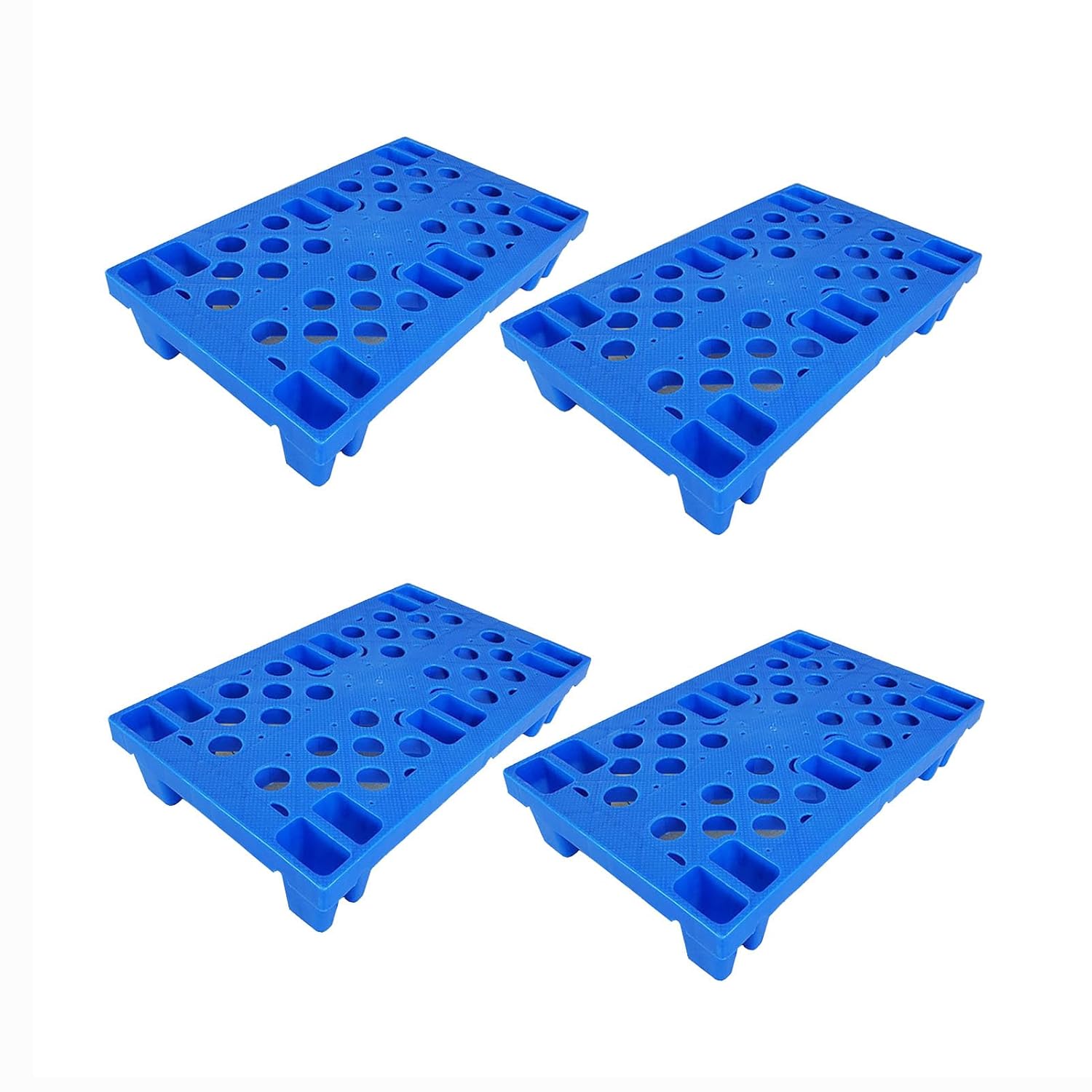 Plastic Pallet, 4pcs Lightweight Nestable Blue Polyethylene Pallets, Mini Moisture-Proof Floor Pallet, for Restaurant Kitchens Shops Supermarket Basement Storage Warehouse L 19.6" x W 11.8"x H 3.9"