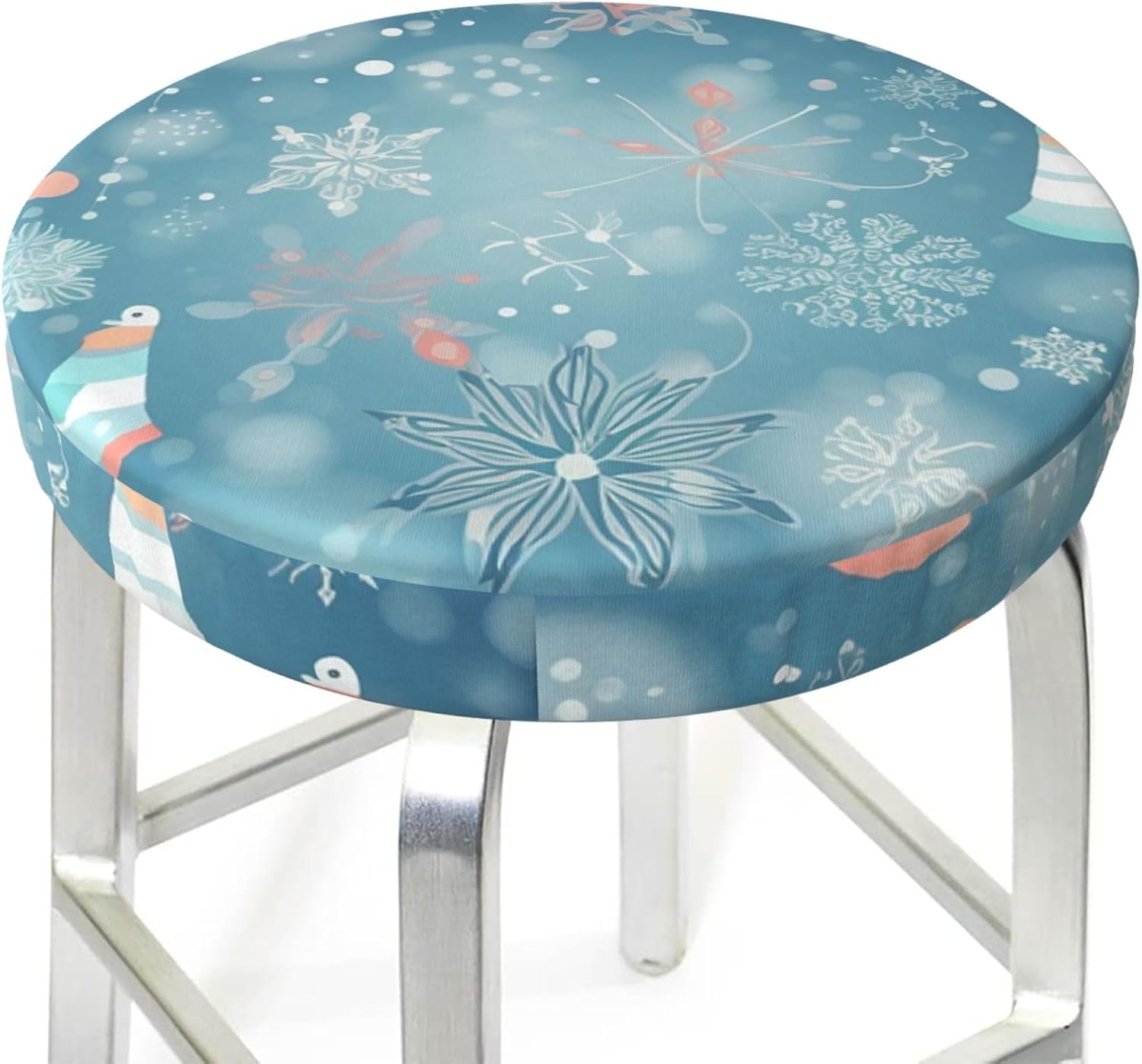 Bar Stool Cover Round Elastic Stool Cushion Covers Winter Party Bar Chair Cover Washable Stool Cushion Slipcover Stretch Stool Seat Covers for 12-14 Inch Chair