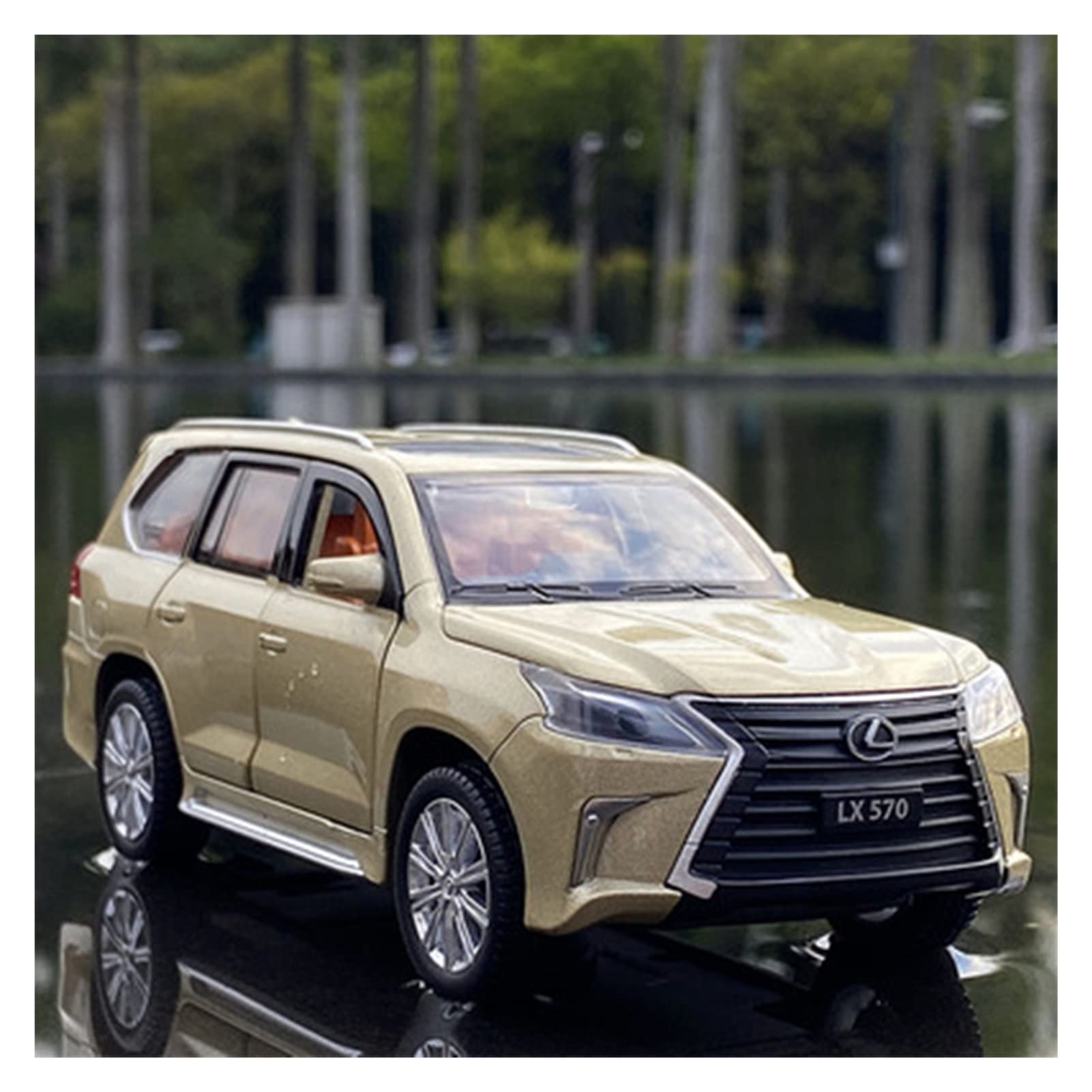 LUTPOL1:32 For LEXUS LX570 SUV Alloy Car Model Diecasts Metal Toy Vehicles Car Model Simulation Sound And Light Collection Childrens Gift (Color : Golden)