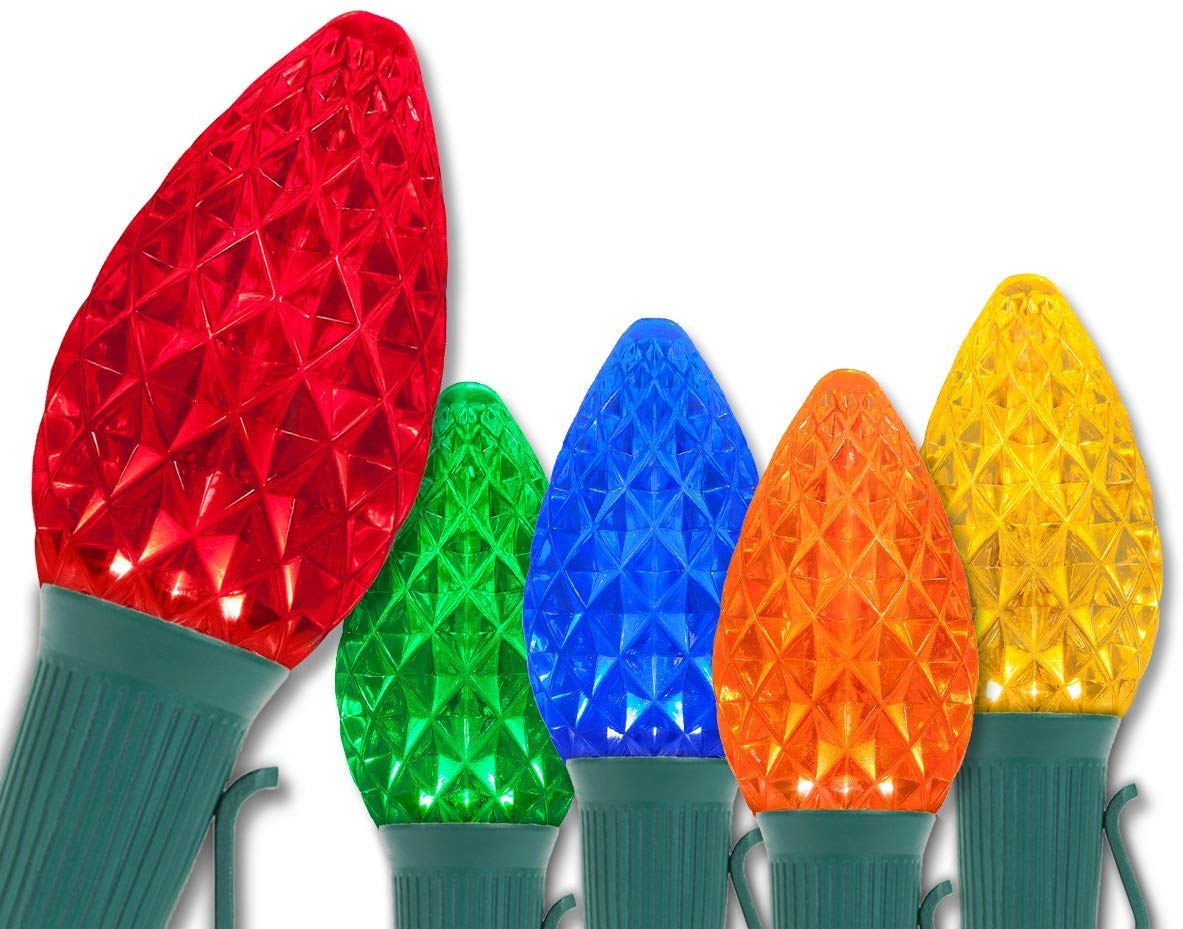 Wintergreen Lighting C7 LED Christmas String Lights - 50 ft, 50 Multicolor