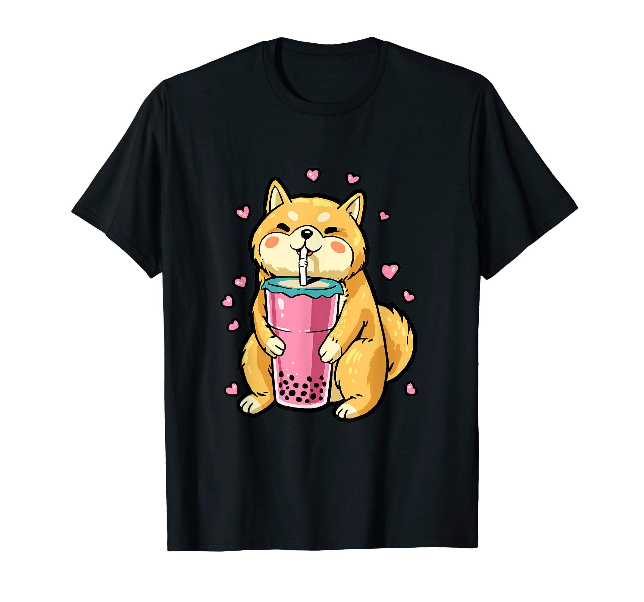 Shiba Inu Dog Drinking Bubble Tea Shiba Puppy Men Women Kids T-Shirt