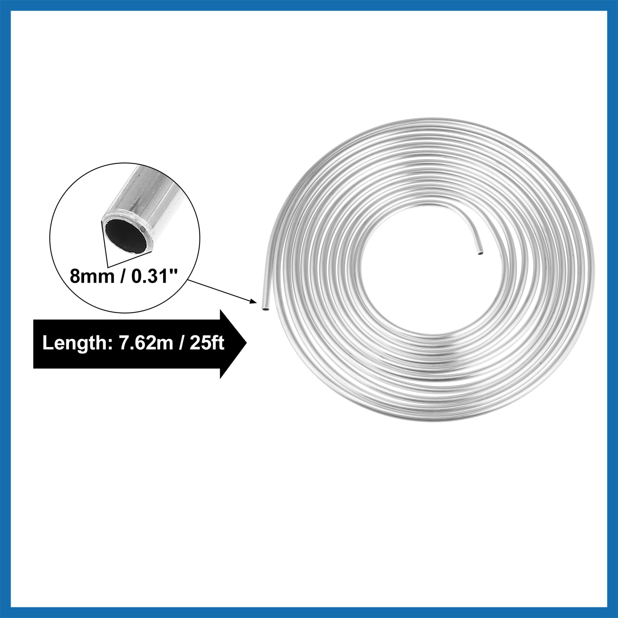 A ABSOPRO 5/16" Auto Freno Linea Tubo 25ft Tubo Bobina per Veicolo Argento Tono Sostituzione dell'articolo