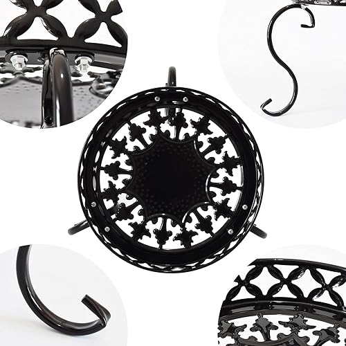 Miniatura 5 de TLBTEK 2 soportes para macetas, soportes redondos de metal para plantas en macetas para interiores y exteriores, soporte moderno para macetas para