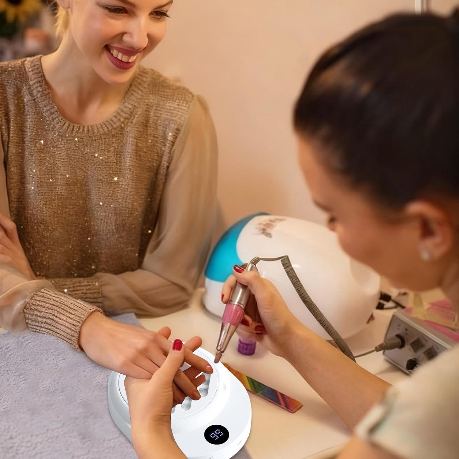Nail Dust Collector, 6000RPM Manicure Suction Filter Machine, 7.67 Inch LED Display Device, Comfort Aid with Salon Style, Compact Supply with Office Use, Accessories for Beginners Home Beauty Casual
