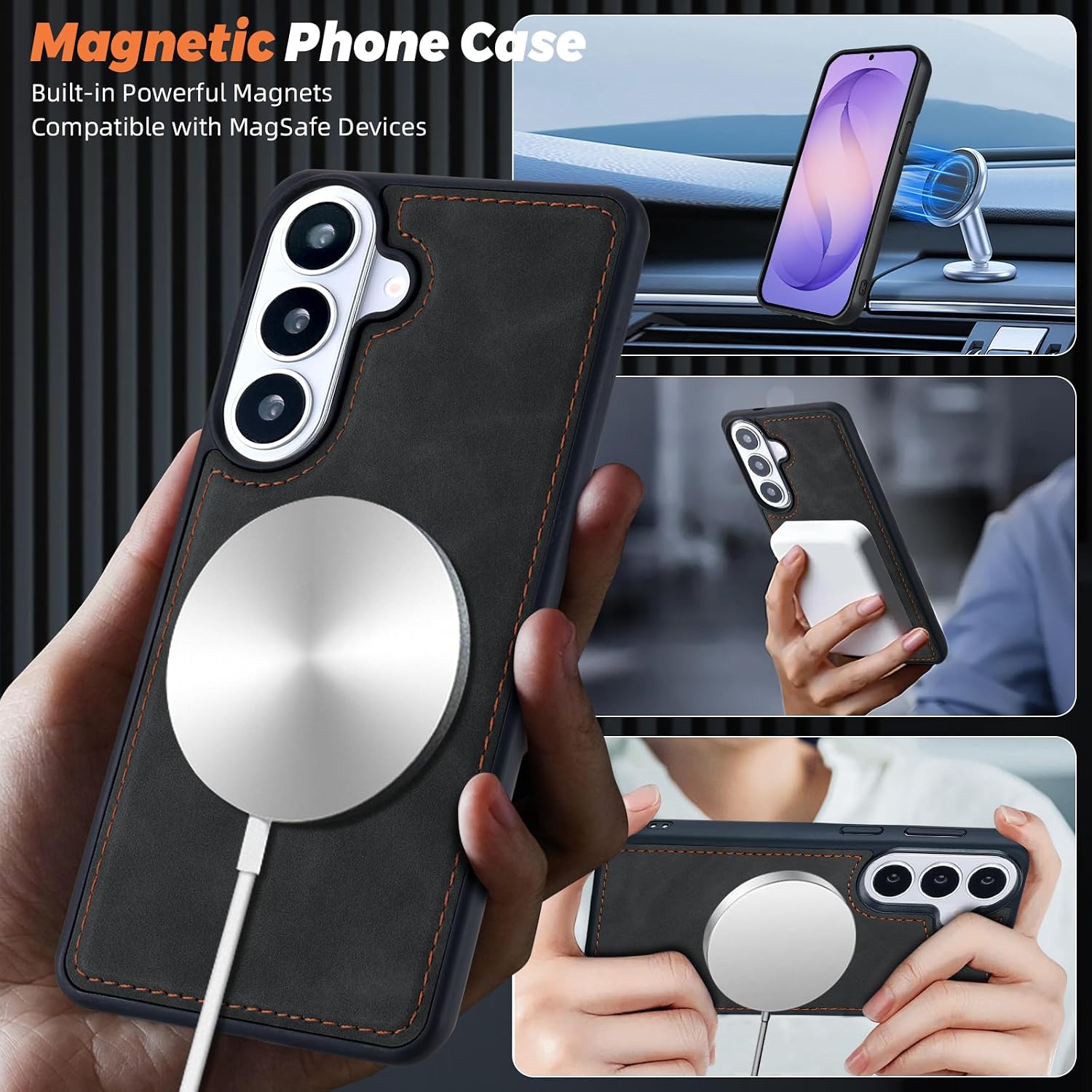 TwoHead for Samsung Galaxy S26 Wallet Case with Card Holder, Detachable Magnetic Phone Case for S26,PU Leather All-Round Protective Phone Case Wallet with Wrist Strap(6.3 in,Black)