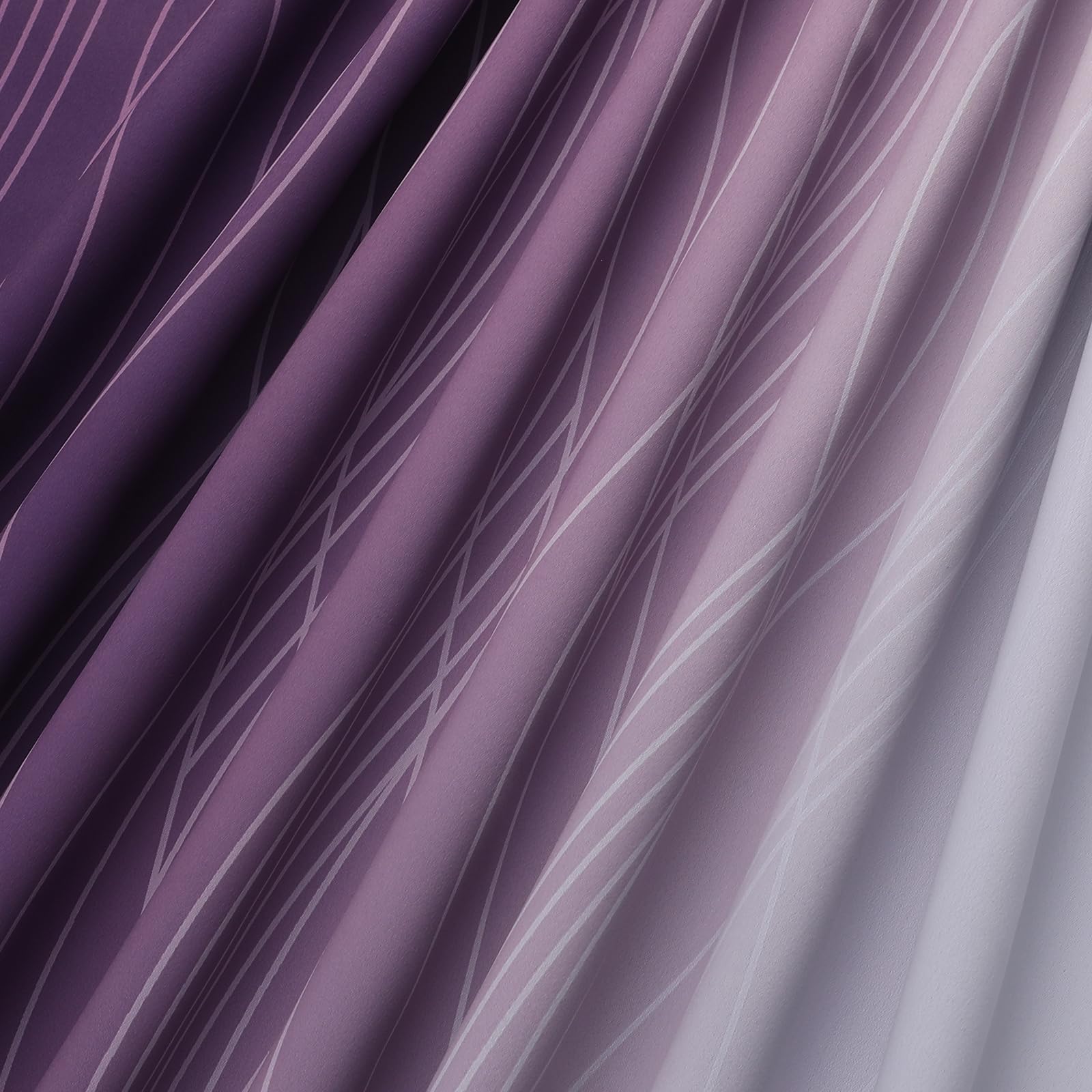 2 panneaux occultants doux à isolation thermique avec œillets pour salon, chambre d'enfant, 132 x 229 cm (l x L), dégradé violet et blanc grisâtre