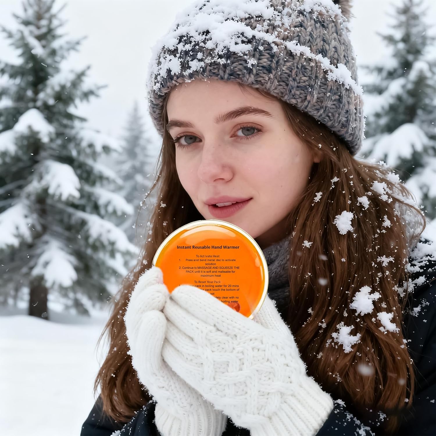 4 Pcs Christmas Pocket Hand Warmer,Reusable Snap Portable Lasting Heating Hands Heater,Pouch Gel Cute Long Lasting Warmth for Camping,Outdoor Xmas Pattern, for Women Men (YX)