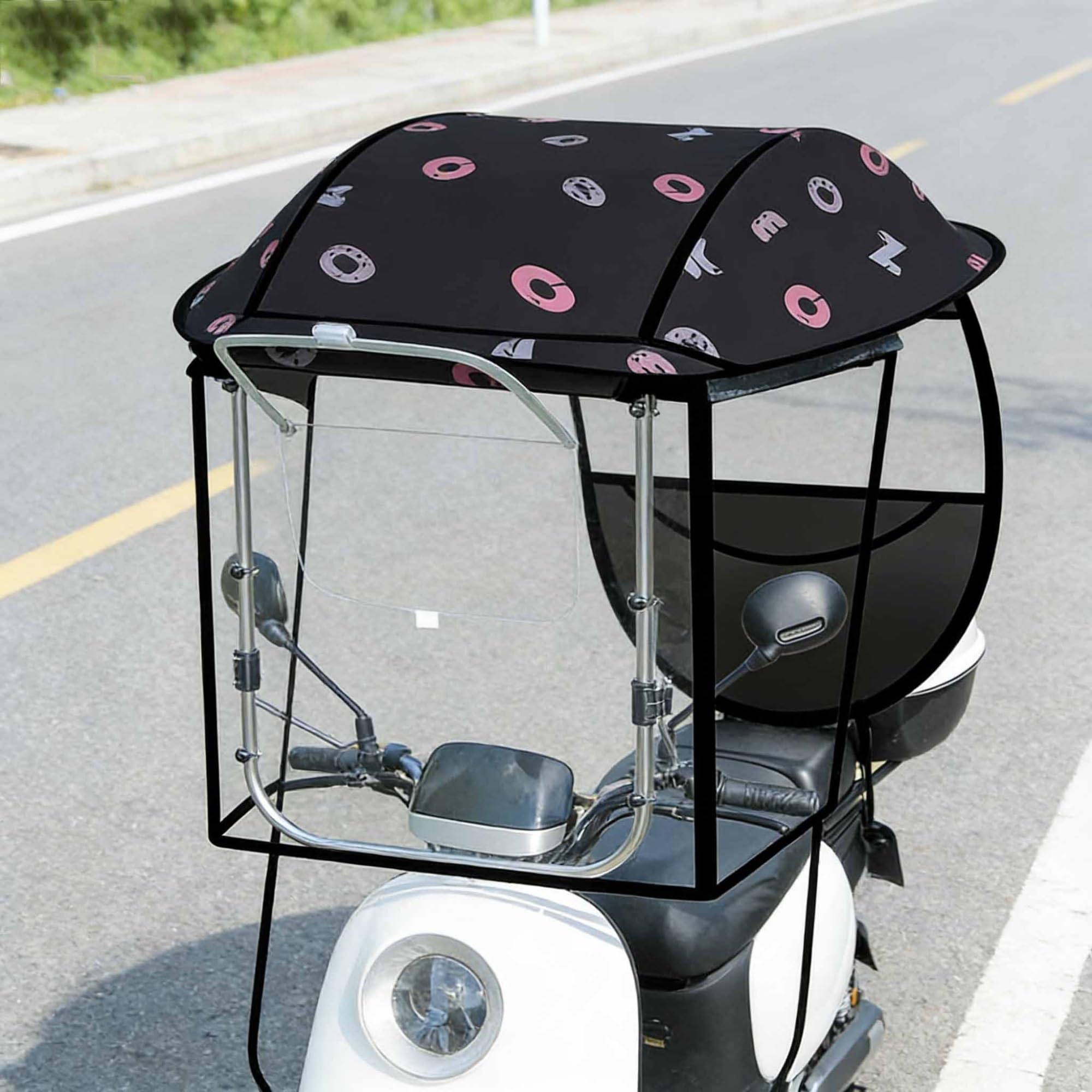 Osłona przeciwsłoneczna motocykla, całkowicie zamknięty parasol skutera z przezroczystą zasłoną, wizjer przedniej szyby do motocykli elektrycznych i skuterów mobilnych