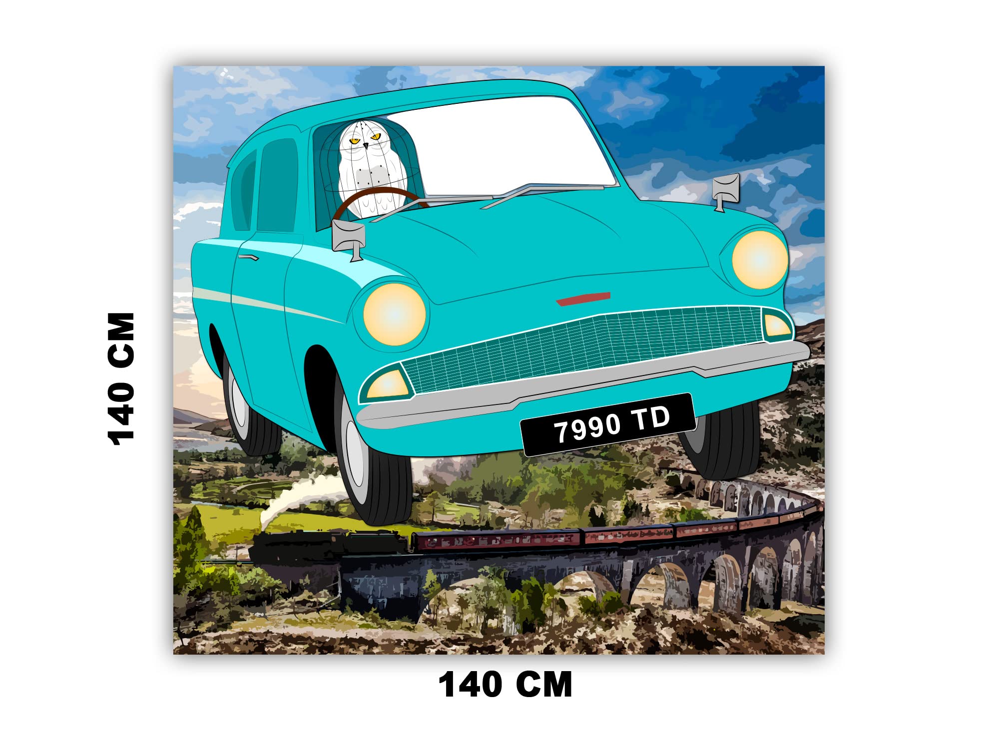 Oedim Photocall Coche Mágico, 140x140cm, Photocall Decorativo para Eventos o Celebraciones puntuales, Photocall Divertido