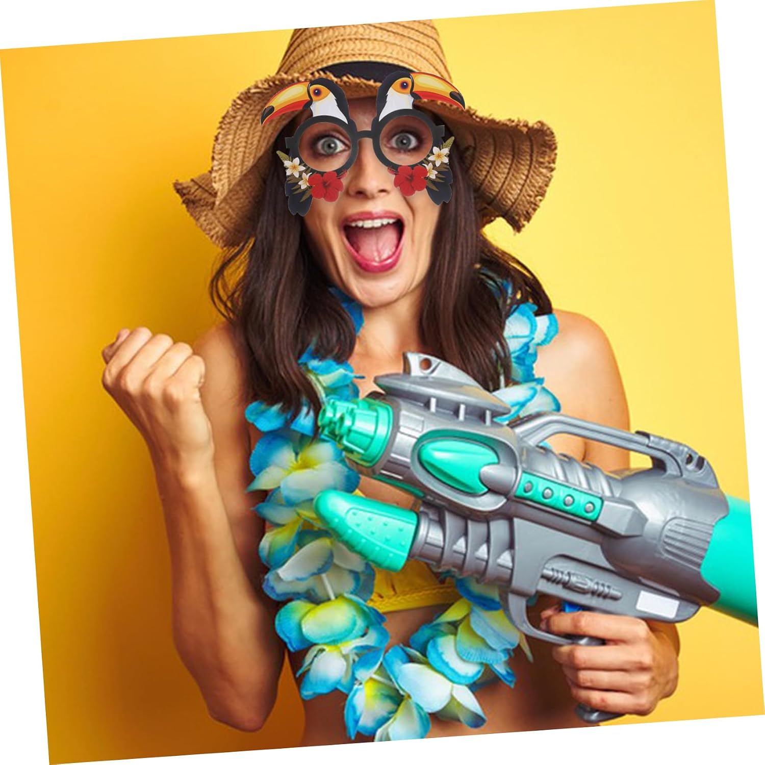 Ciieeo 12pcs Party Glasses Paper Frames Tropical Decor Props Photo Booth Accessory