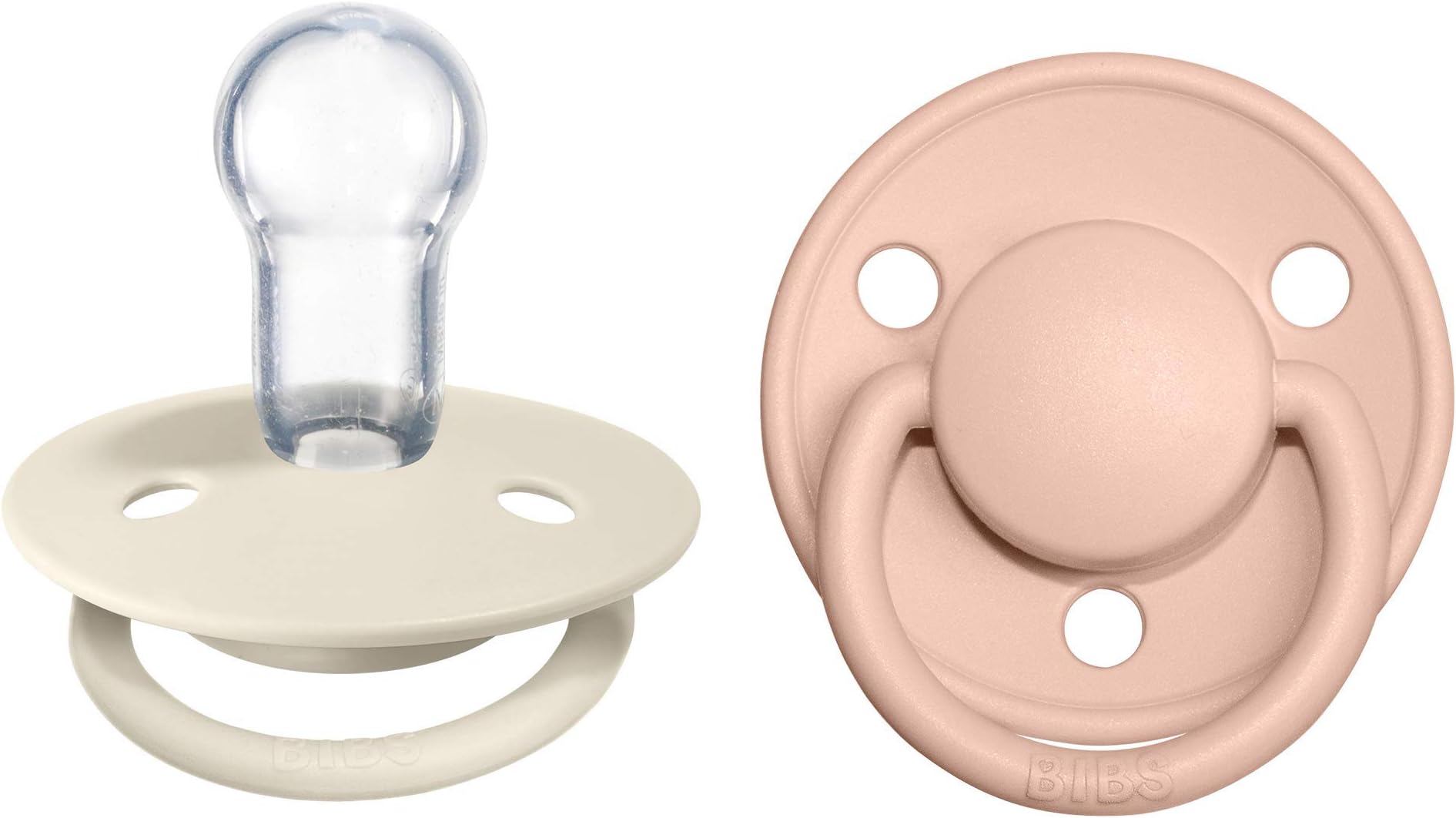 Pacifiers - De Lux Collection | BPA-Free Round Nipple | Silicone | Made in Denmark | Set of 2 Ivory/Blush Color Premium Soothers | Size One Size