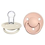 BIBS Pacifiers - De Lux Collection | BPA-Free Round Nipple | Silicone | Made in Denmark | Set of 2 Ivory/Blush Color Premium Soothers | Size One Size
