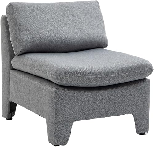 Asiento profundo tapizado de terciopelo con respaldo grueso individual para sala de estar, cómoda silla de ocio de gran tamaño sin brazos para