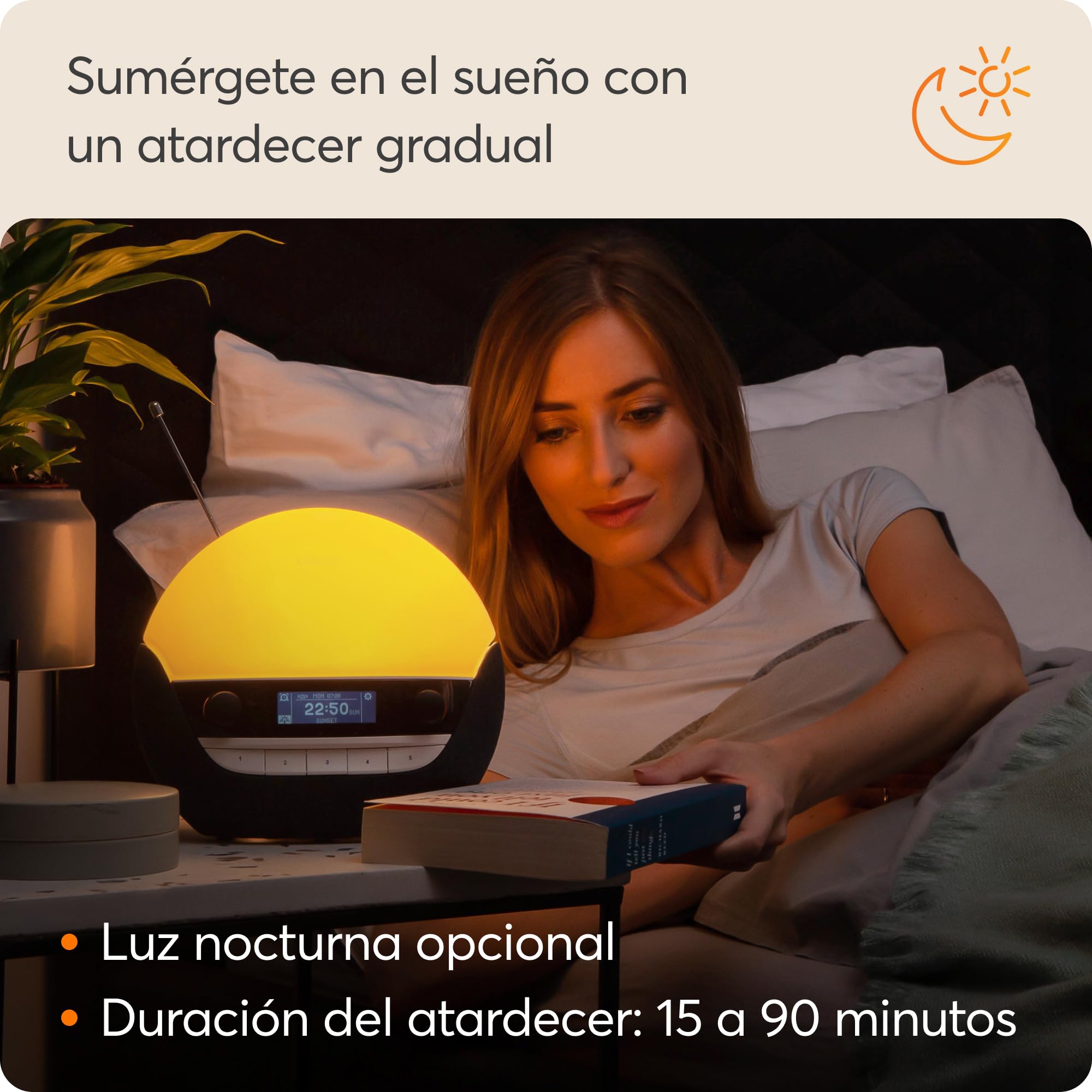 Lumie Bodyclock Luxe 750DAB - Despertador con radio DAB, altavoz Bluetooth y poca luz azul para dormir