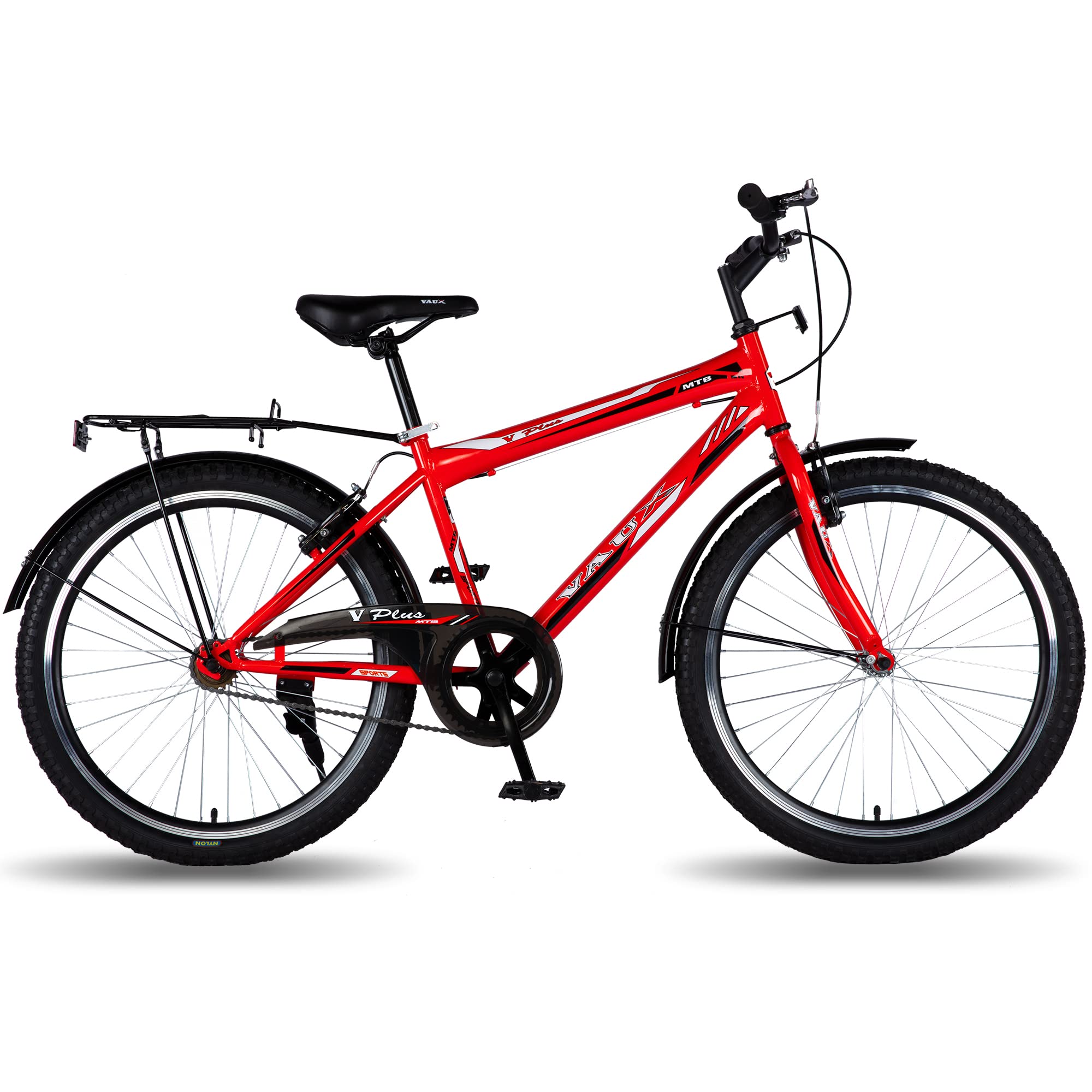 Vaux Plus 24inch Cycle for Boys with Carrier, 24T Cycle with Steel Frame, Rigid Fork, Alloy Rims,24x2.125inch Ralson Tyre, Bicycle for Boys 10 to 15 Years (Red) (B09RP9LFKV) Amazon Price History, Amazon Price Tracker