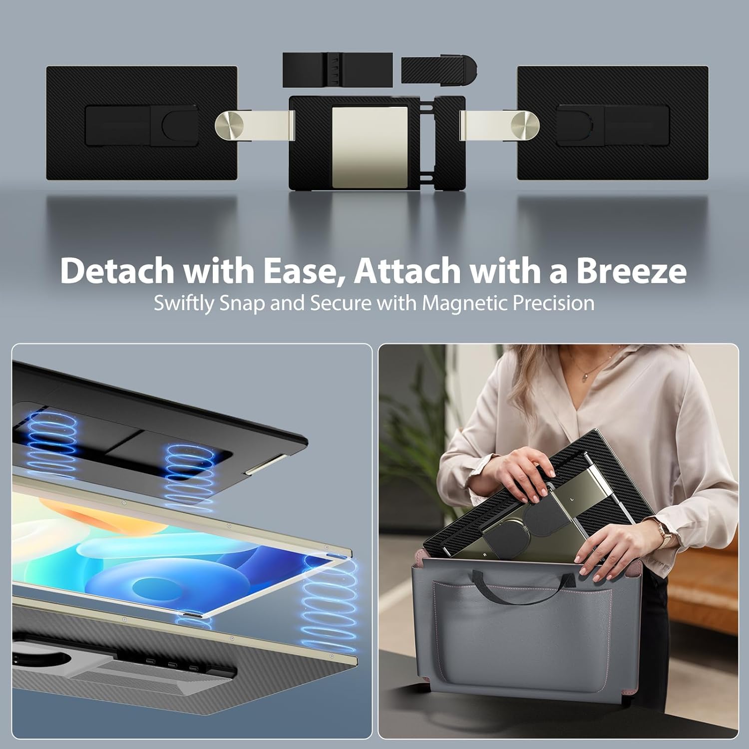 Teamgee Écran Portable 15.6" Triple Moniteur pour Ordinateur Portable FHD 1080P Convient à Toutes Les Tailles Laptop attaché HUB avec Parenthèses Rotatif 90°-235°&Plug and Play pour Wins/Mac/Chrome