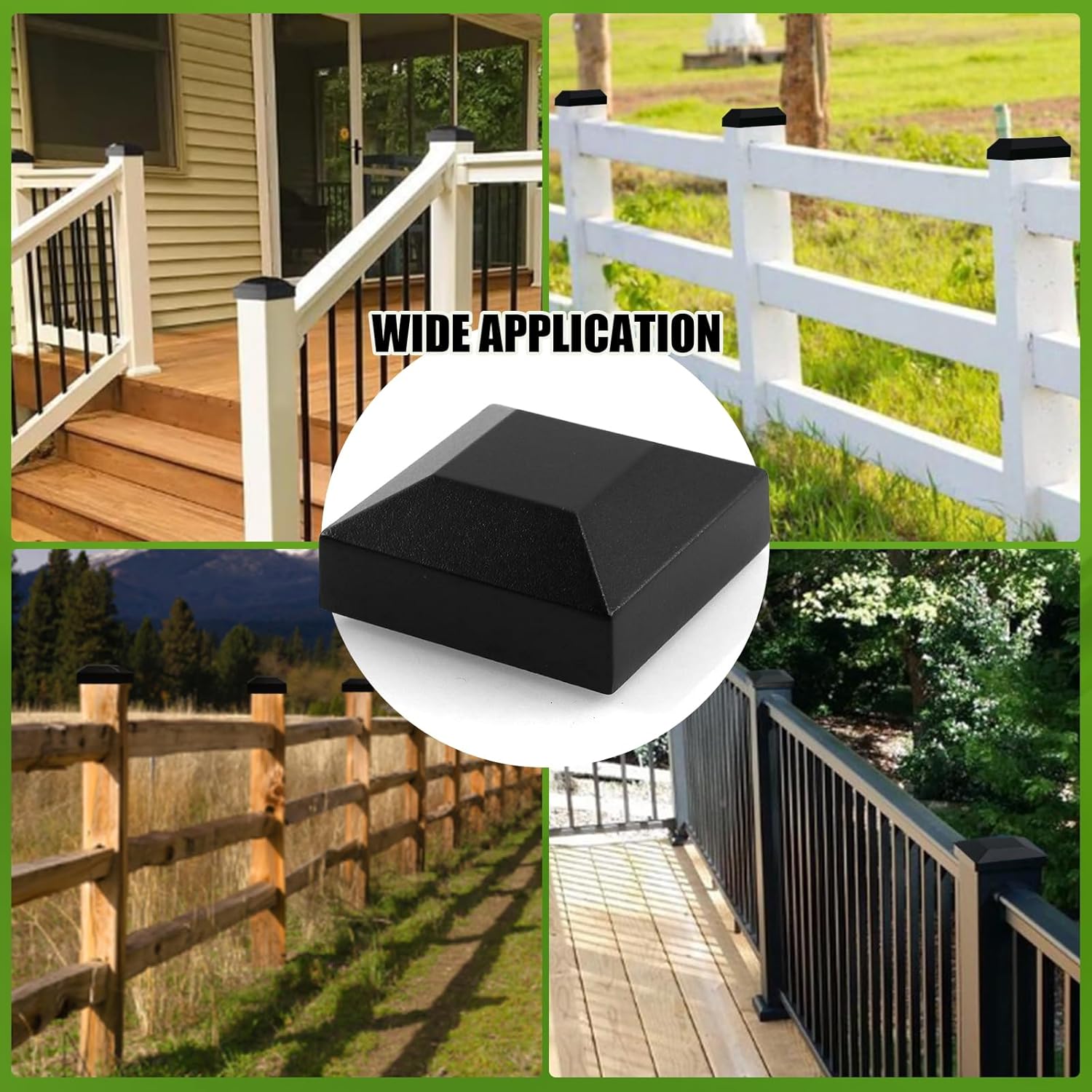 CNQLIS 12 Pcs Aluminum Fence Post Caps 2" x 2" Black Post Caps Fence Top Caps, Pressure Fit Post Cover for Wood, Metal, Mailbox, Sign Posts, Deck Railings