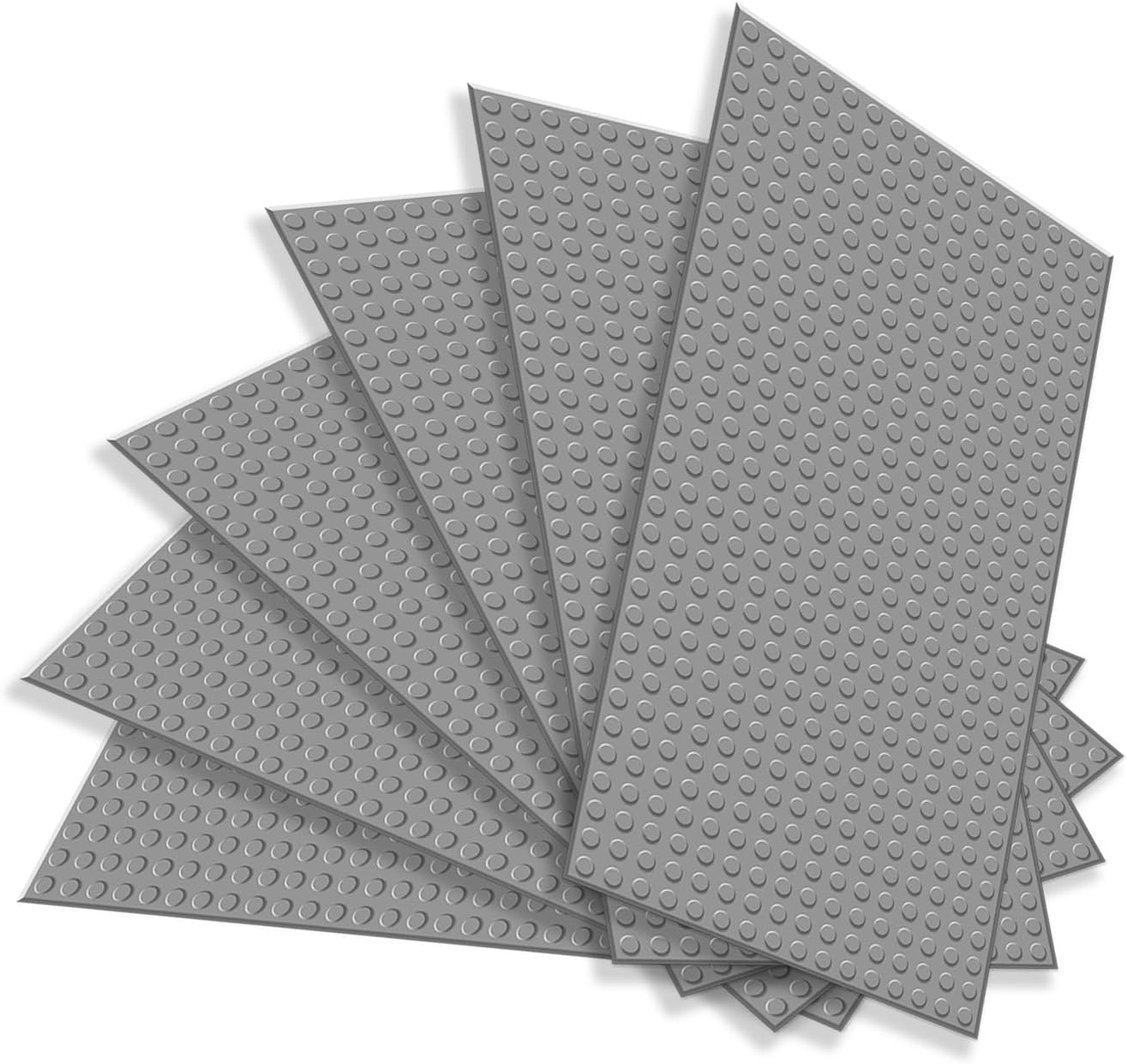 TORMEN 10x5 inch Classic Baseplates, Building Bricks Plates Compatible for Major Brands, & STEM Activities, Inspiring Creativity & Learning(Light Gray*6)