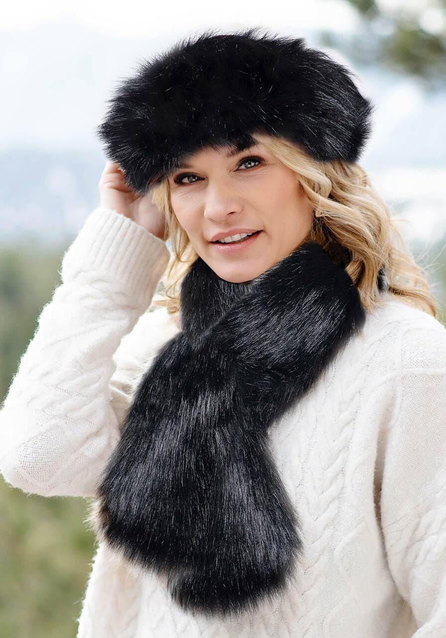 Fabulous-Furs Donna Salyers Black Fox Faux Fur Halo Headband, Black Fox, One Size