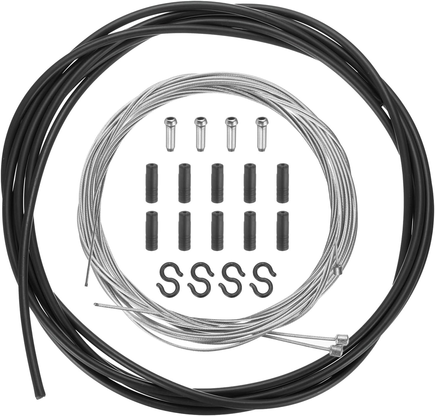 sourcing map Bicycle Shift Cable Housing Set Universal Bicycle Brake Gear Shifter Transmission Cable Cycling Shift Wire Housing Replacement Kit for Road Mountain Bicycle Cycling, Black