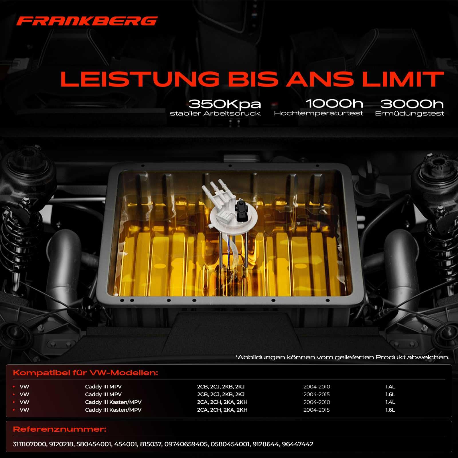 Pompe à Carburant Frankberg - Compatible Lacetti, Nubira, Strada, Picanto, Lancer, 206 - 1.1L-1.6L Essence - Ref. 0580454001