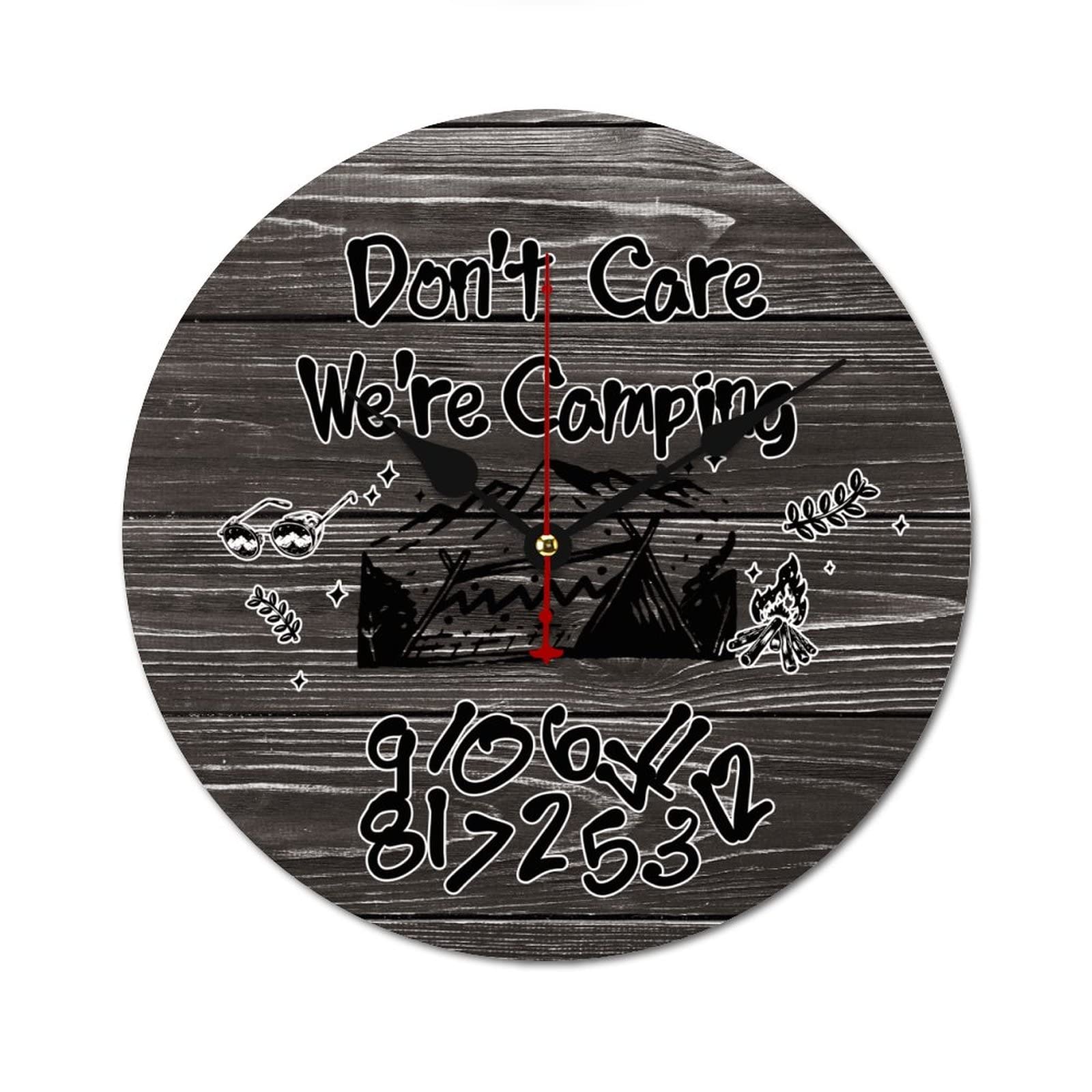 Horloge murale avec citation camping rustique de 38x38 cm