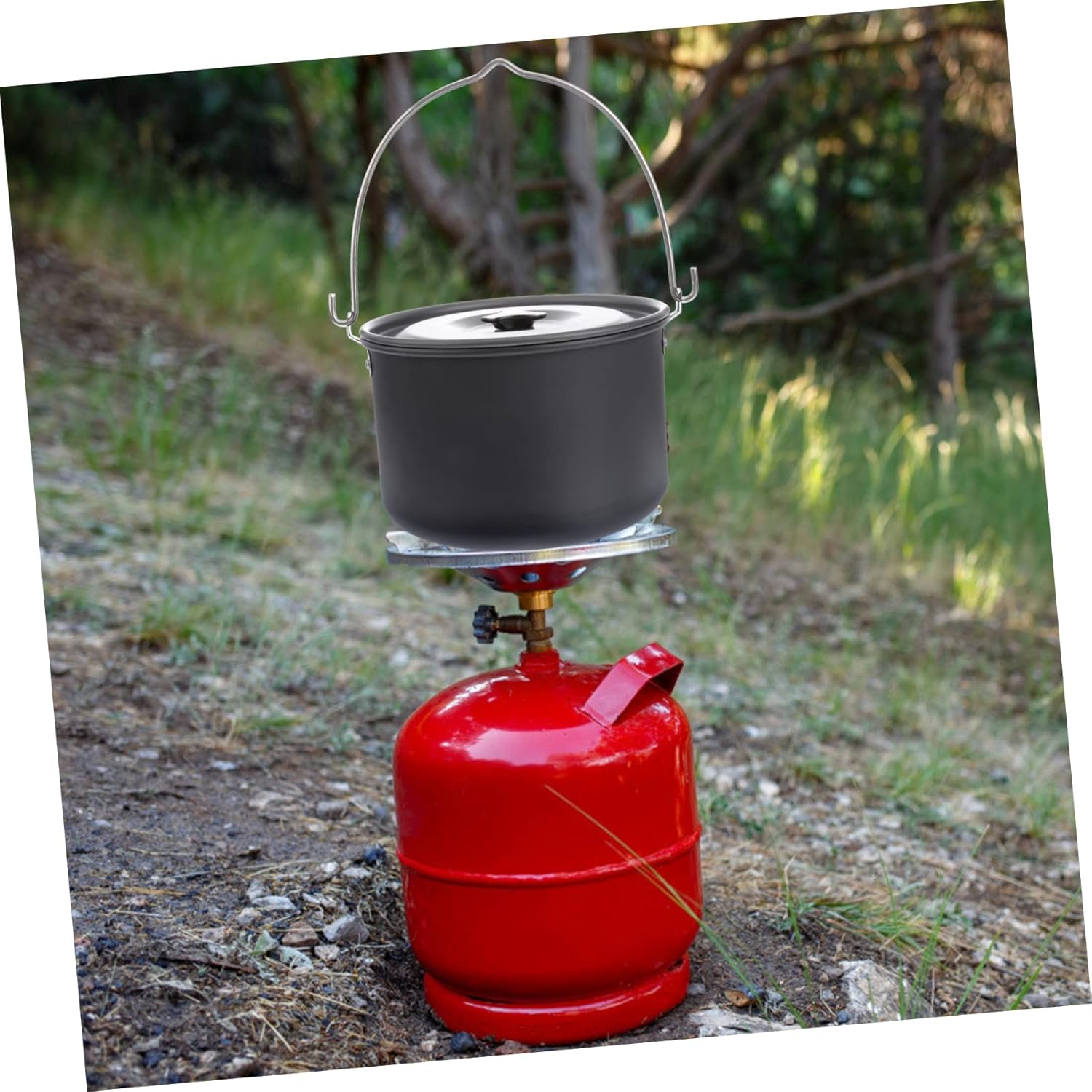 Lightweight Aluminum Hanging Pot for Outdoor Camping Portable Non-Stick Cookware for Picnic and Hiking Safe for Use with Tripods Compact Storage Design