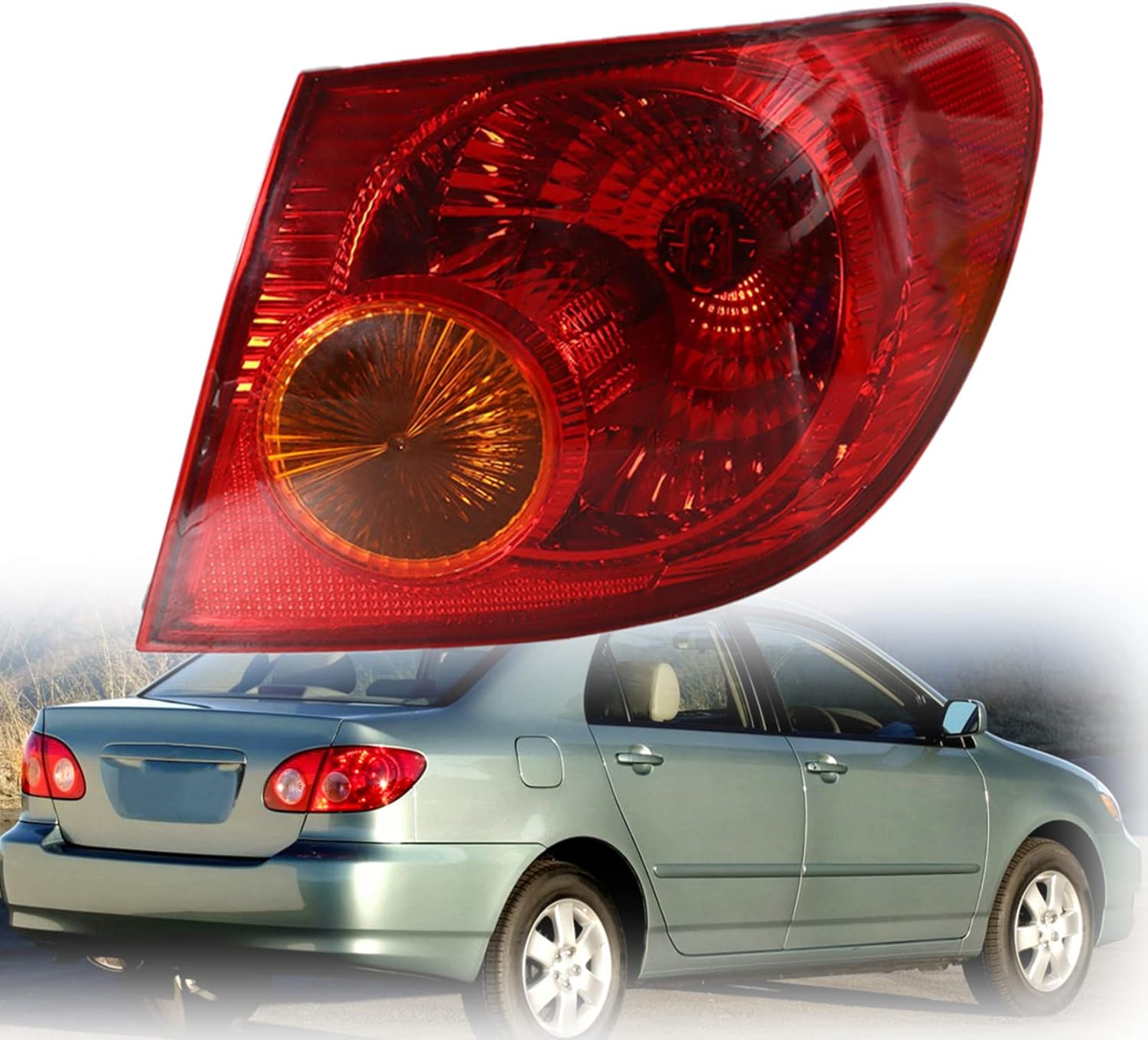 1-Pack RH Tail Light Assembly Replacement for Corolla 2003-2008 Outer Passenger Side