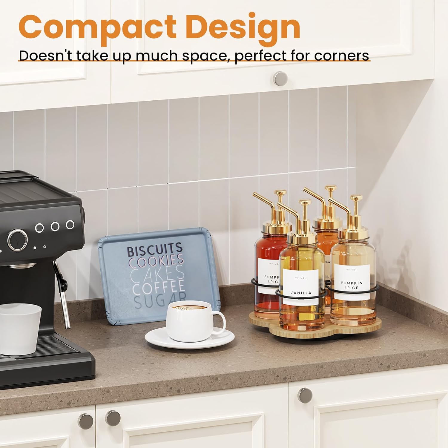 THYGIFTREE 3-Tier Coffee Syrup Organizer for 12 Bottles,Rotating Coffee Syrup Rack for 4 Bottles for Coffee Bar Station