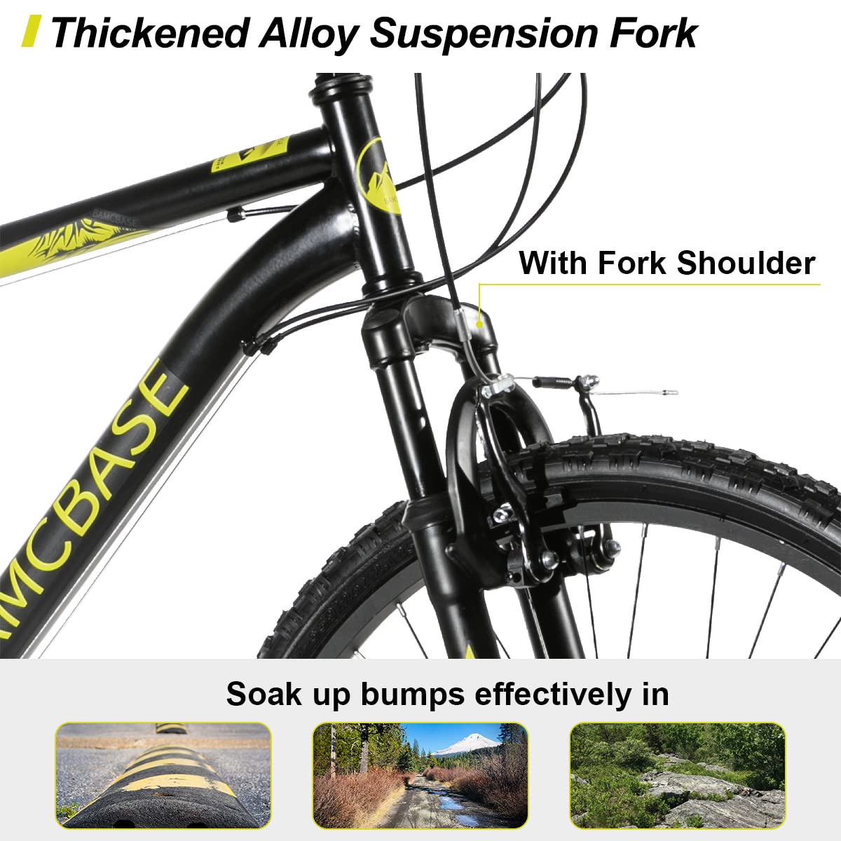 BAMCBASE Mens and Womens 26 Inch Mountain Bike with 21 Speed Twist