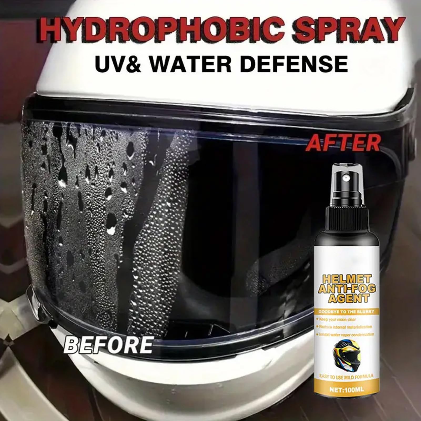 Spray anti-appannamento | Detergente anti condensa con rivestimento | Spray anti appannamento per casco moto 100ml - per occhiali, schermi moto, sci, snowboard, sport all'aria aperta, uomo e donna