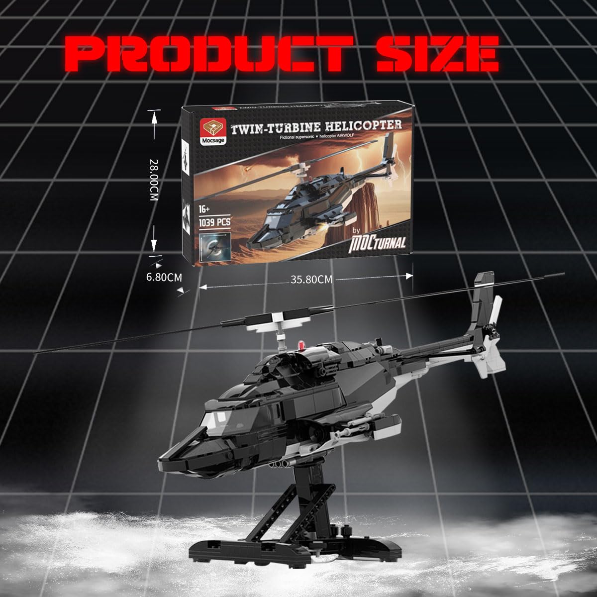 Air-worf Hubschrauber-Bausatz, Militär-Bausätze, Wohnaccessoire Oder Sammlerstück, Flugzeugspielzeug-Geschenk für Kinder Ab 12 Jahren, Erwachsene Und Militärfans (1039 Teile)