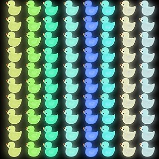 HFYZZ 160 PCS Luminous Mini Resin Ducks Glow in The Dark Tiny Ducks Miniature Ducks Figures for Dollhouse Micro Garden Landscape Potted Plants Decor Hide and Seek Prank Toys(8 Colors)