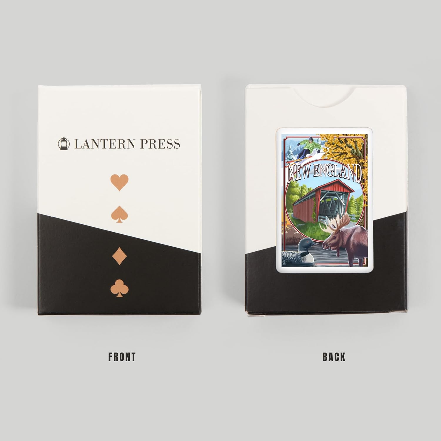 Lantern Press New England, Montage Scenes, 52 Playing Cards for Adults, Poker Size Card Deck