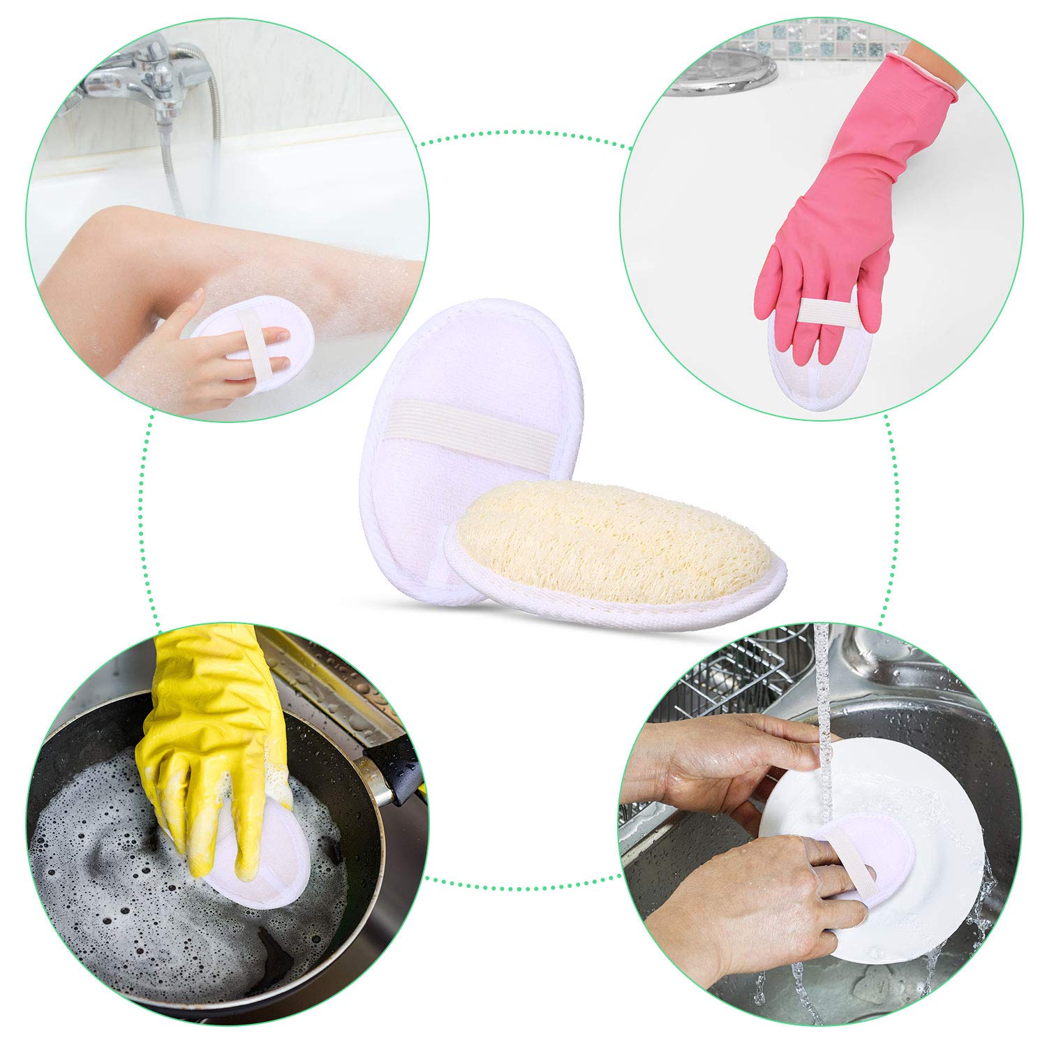 18 Packs Bath Shower Loofah Sponge Pad Exfoliating Loofah Body Scrubber Natural Bath Sponge Brush for Men and Women (Oval) : Beauty & Personal Care
