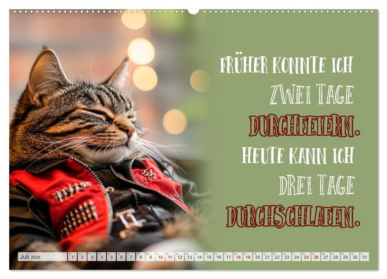 Schnurrige Glückwünsche - Sprüche zum Älterwerden (hochwertiger Premium Wandkalender 2026 DIN A2 quer), Kunstdruck in Hochglanz: Lächle, solange du noch Zähne hast (CALVENDO Spass)