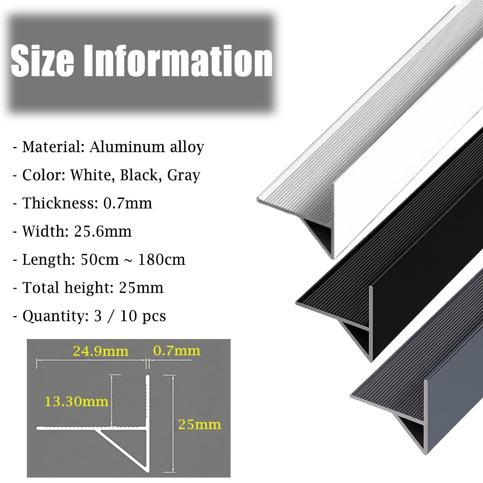 vierteaguas muro exterior Desviador de lluvia de metal 50 180 CM de longitud, línea de goteo de aleros para balcón/patio/terraza, perfiles de aluminio(Black 10 PCS,L 170 CM)