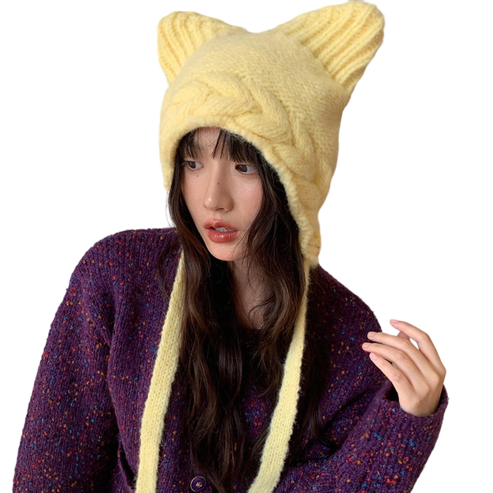 MICFENY Cartoon Head Cover with Ear for Outdoor Sports Warm Hat Oversized Headgear Hat for Winter